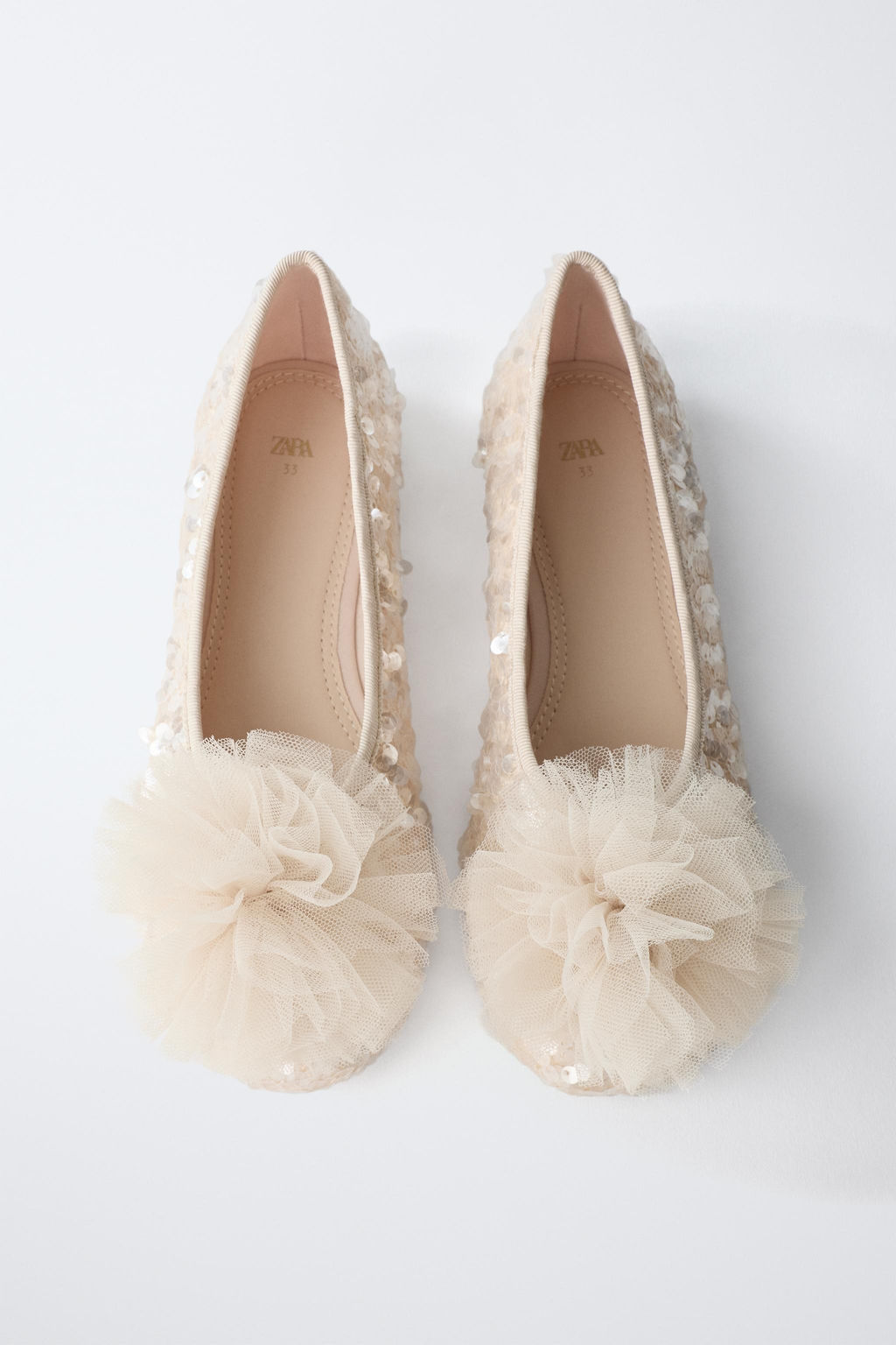 SEQUIN POMPOM BALLET FLATS - Zara фото 4
