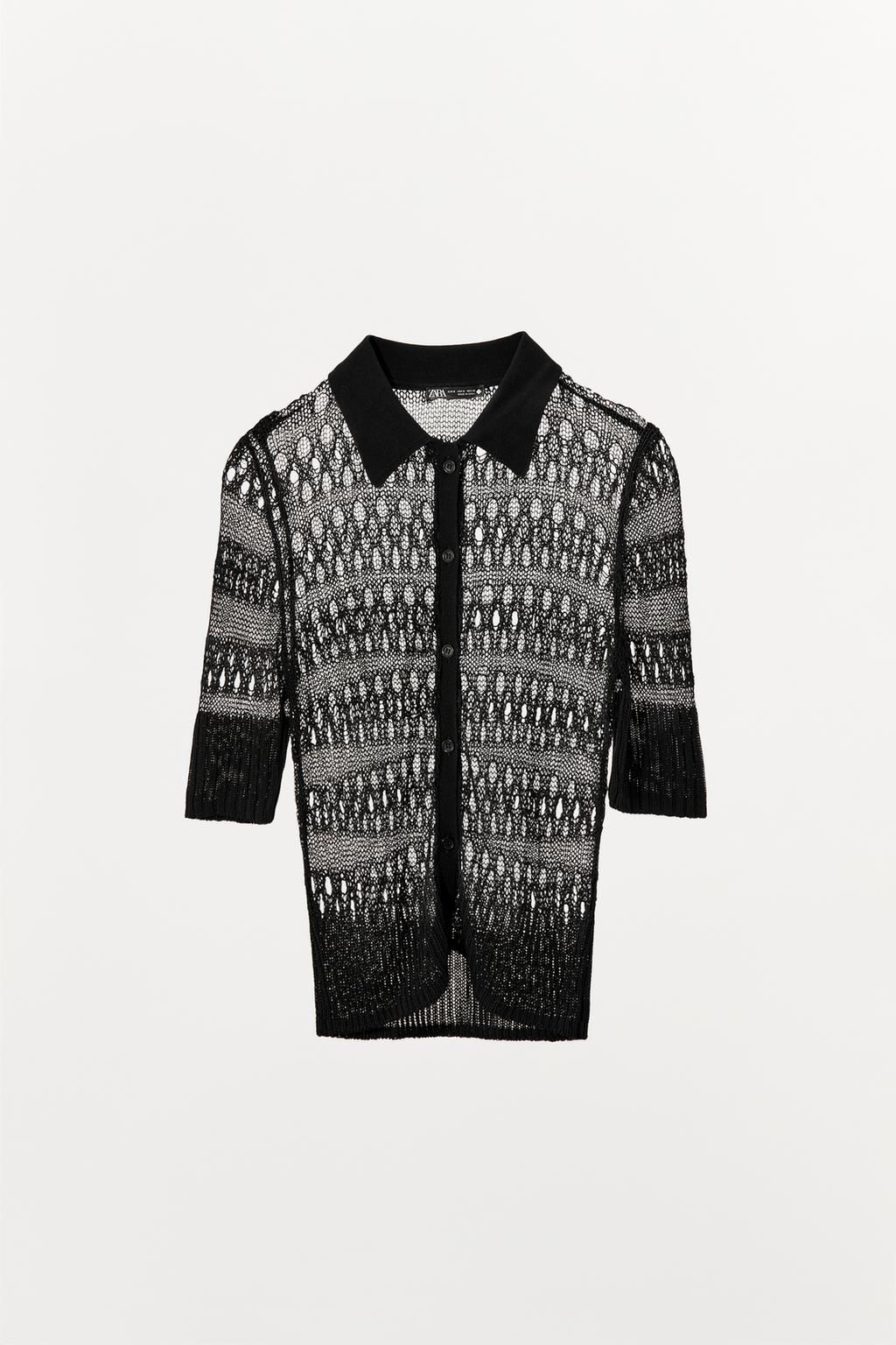 OPEN KNIT POLO TOP - Zara фото 4