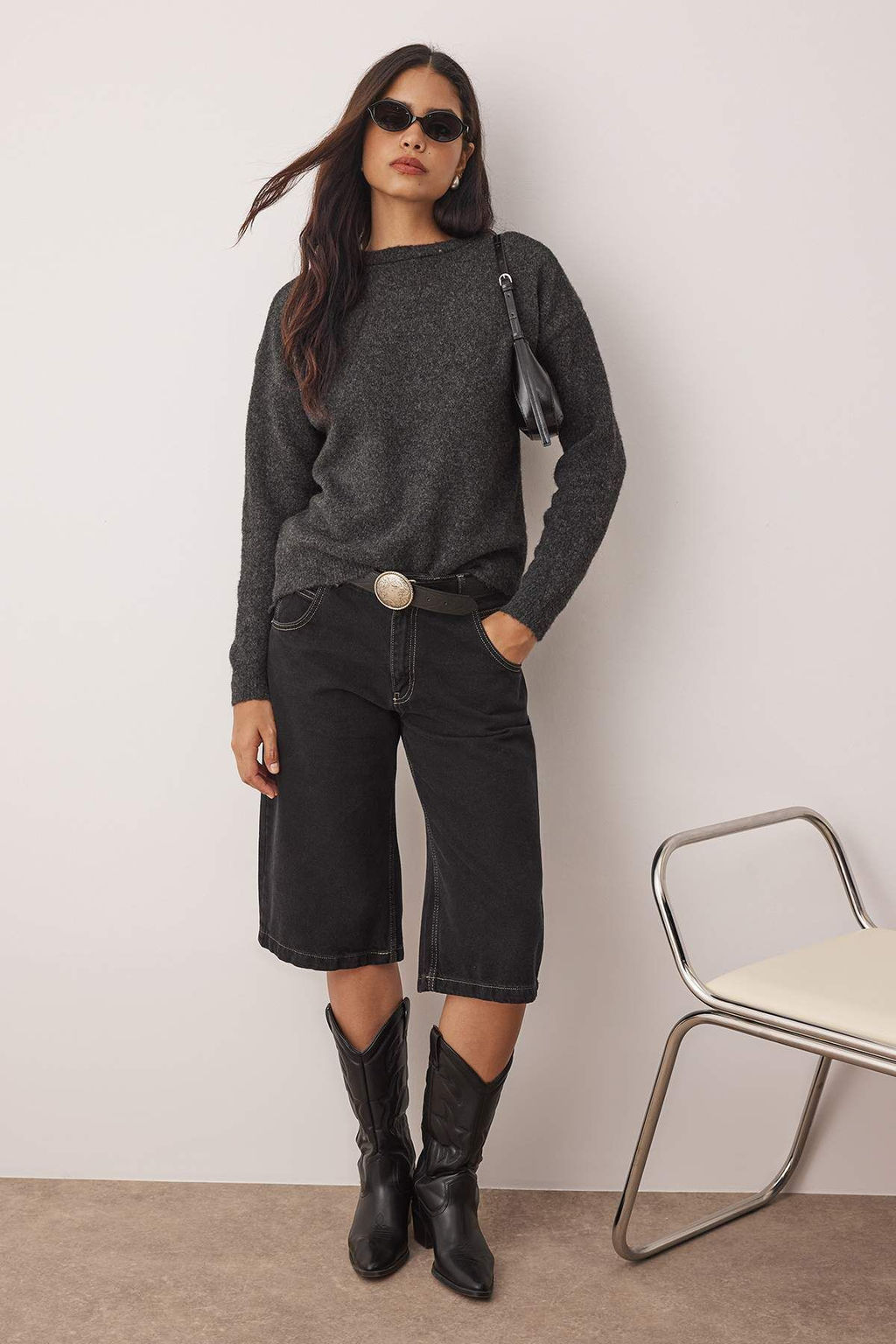 Antrasit Yunlu Yumusak Dokulu Genis Kal?p Triko Kazak TWOAW26KZ00224 - Trendyolmilla фото 2