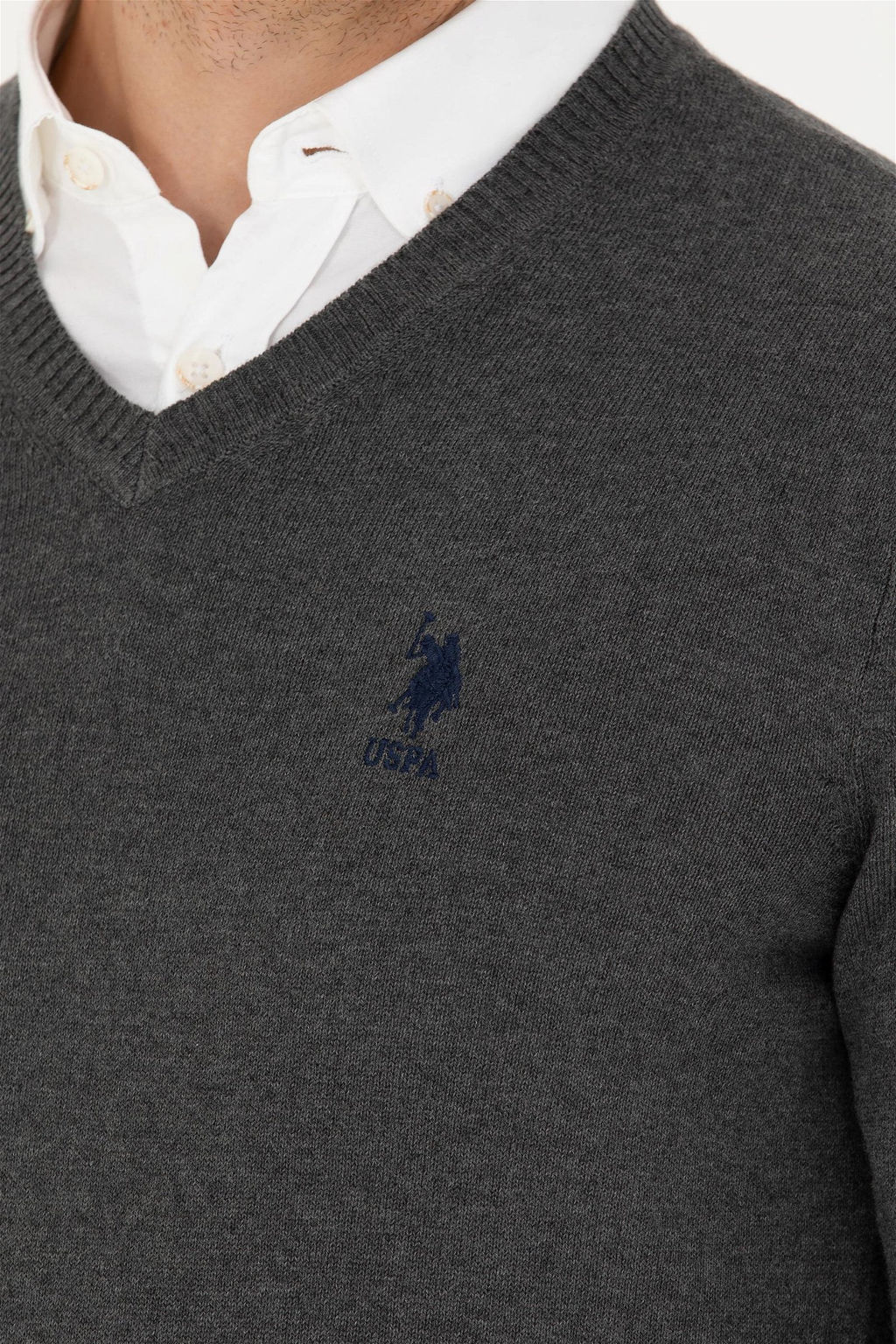 U. S. Polo Assn / Мужской базовый свитер антрацитового меланжа - U.s. polo assn фото 7