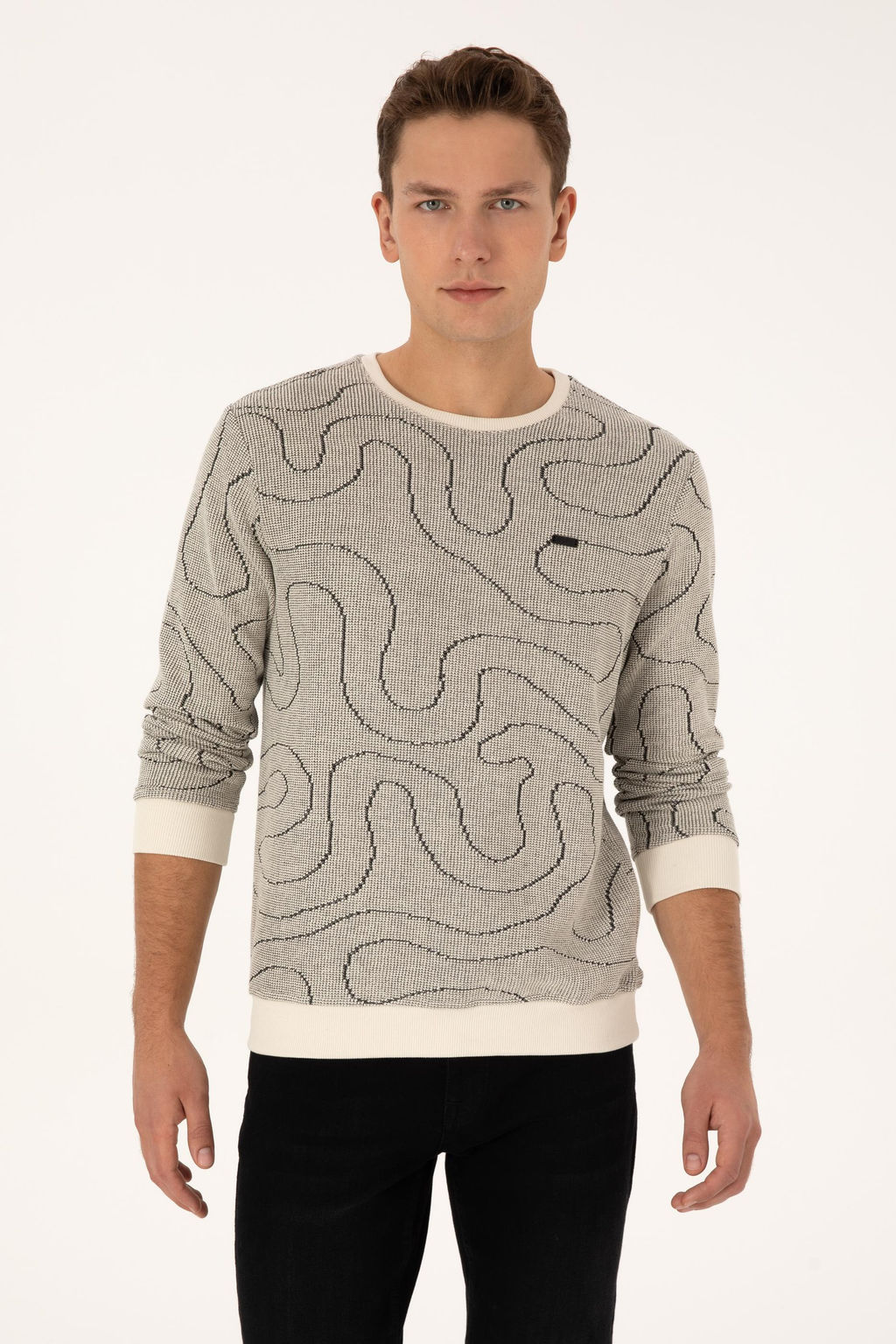 Erkek Regular Fit Bisiklet Yaka Siyah Sweatshirt