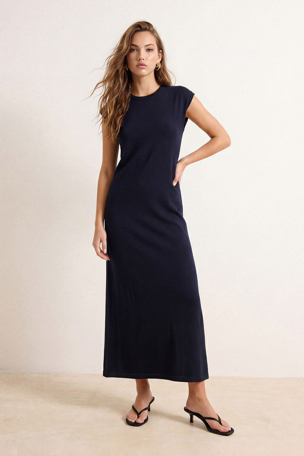 Lacivert Maxi Triko Premium Kalite Elbise TWOSS24EL00301 - Trendyolmilla фото 10