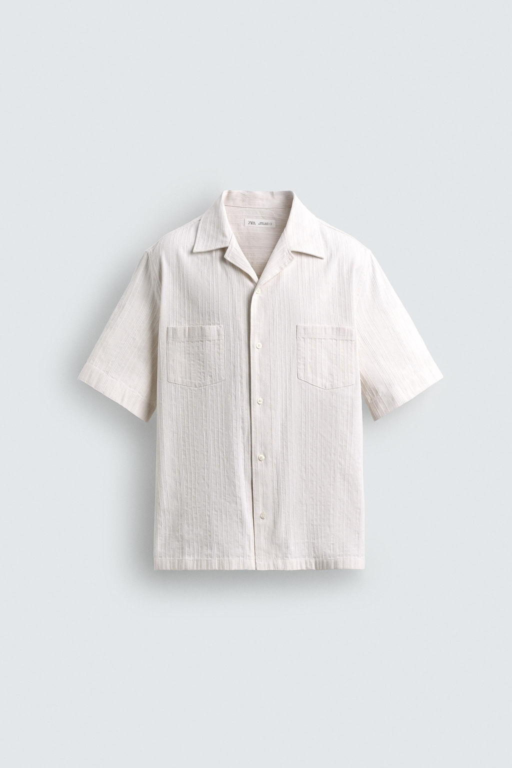 CAMISA RELAXED FIT JACQUARD RAYAS / crudo-blanco - Zara фото 8