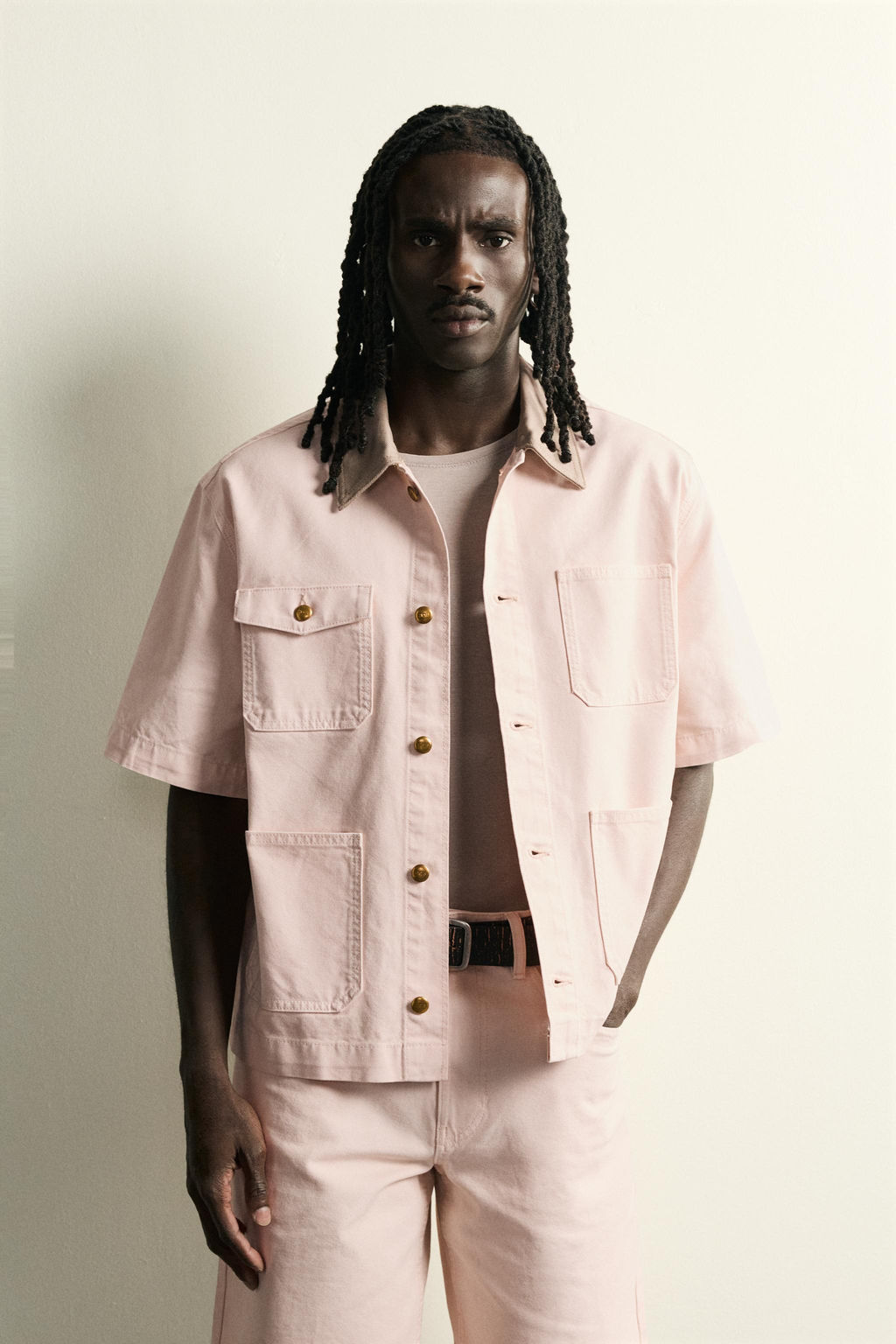 SOBRECAMISA CUELLO CONTRASTE MANGA CORTA / Rosa - Zara фото 2