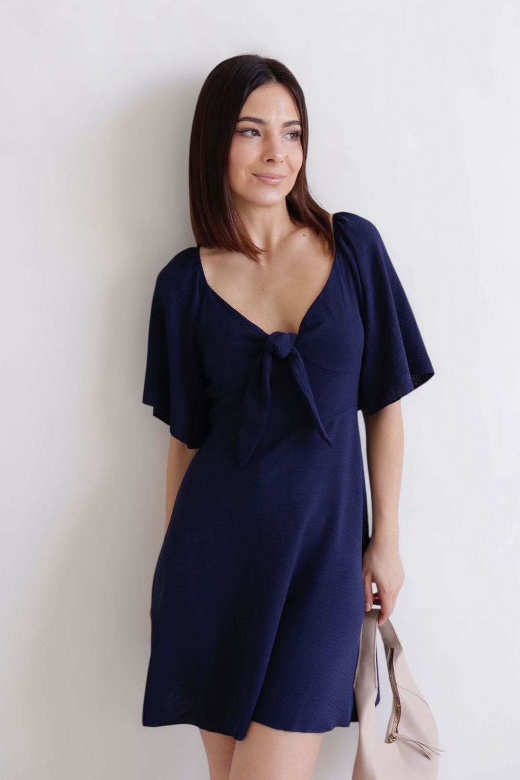 Martichelli Платье синее с завязками на груди  фото 3