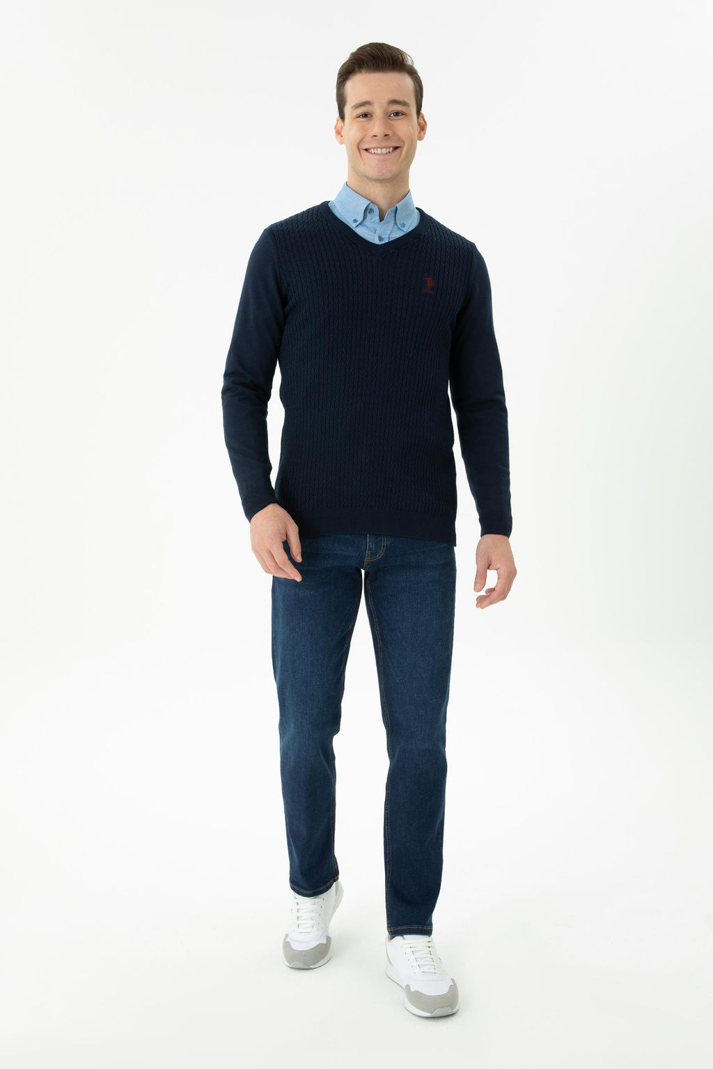 Мужской темно-синий базовый свитер Неожиданная скидка в корзине - U.s. polo assn фото 11