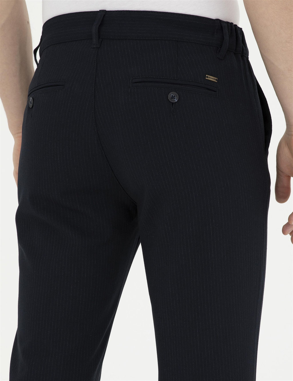 Lacivert Slim Fit Kanvas _izgili Pantolon