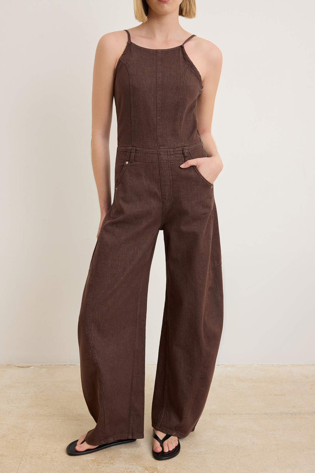 Kahverengi Ask_l_ Az Esnek Baggy Fit Denim Tulum TWOSS26TU00001 - Trendyolmilla фото 3