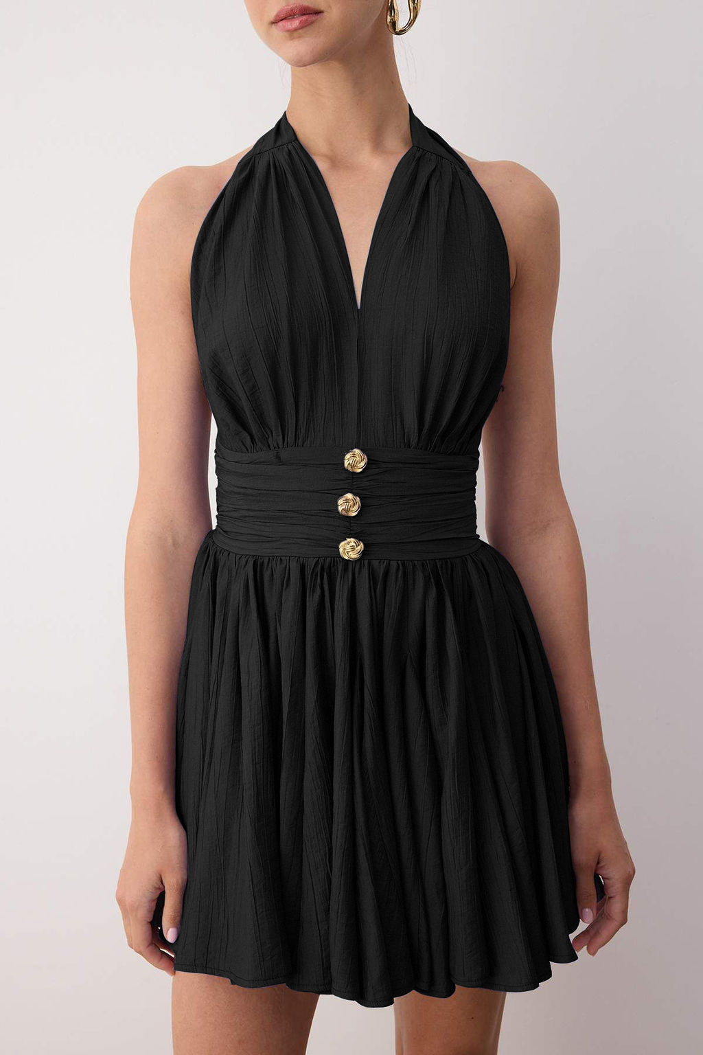 Mavi Belden Ac?lan/Skater Dusme Detayl? Sifon K?sa/Mini Elbise TPRSS25EL00319 - Trendyolmilla фото 3