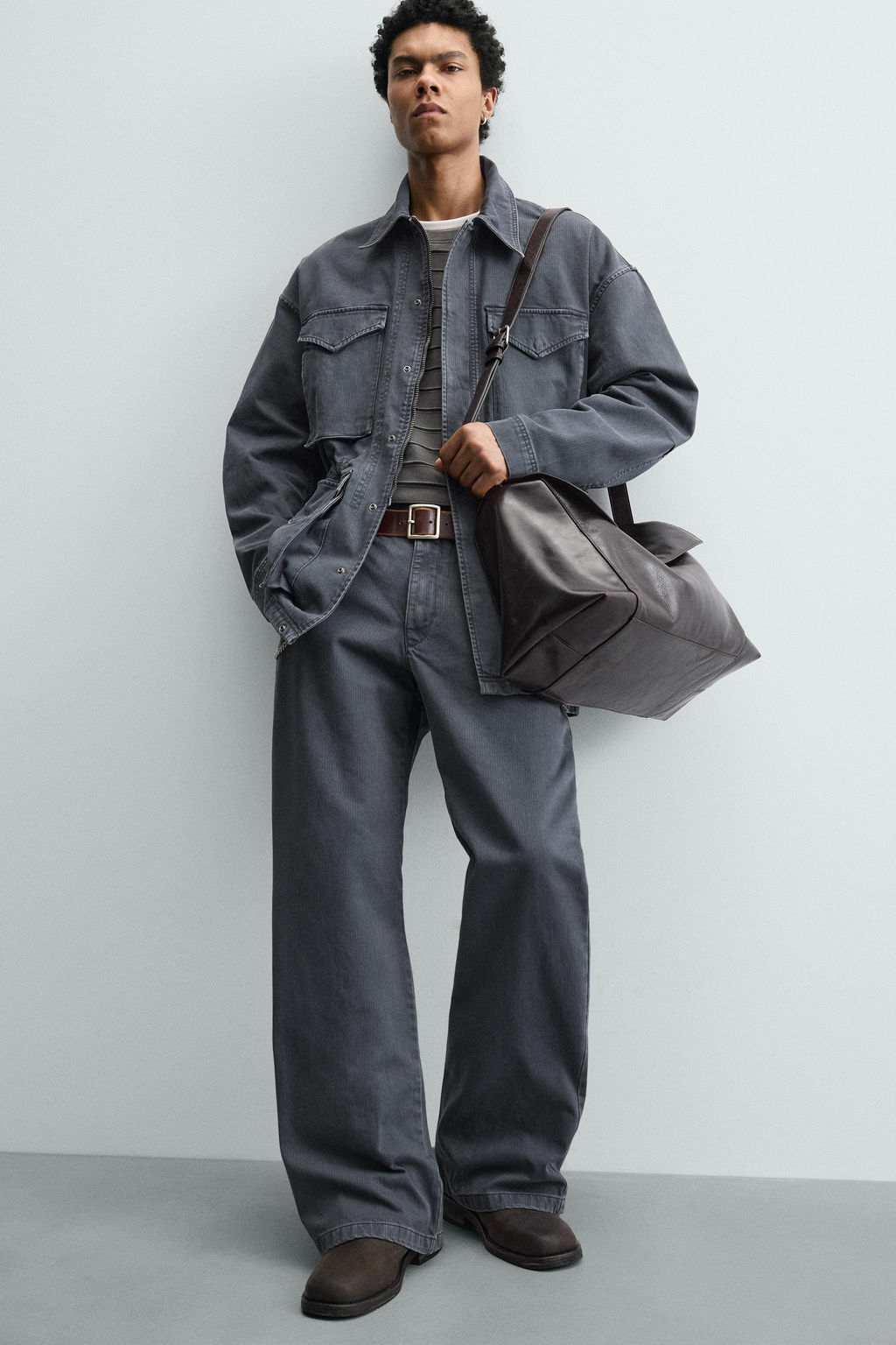 PANTAL?N ESTRUCTURA ALGOD?N LAVADO / ?ndigo claro - Zara фото 6