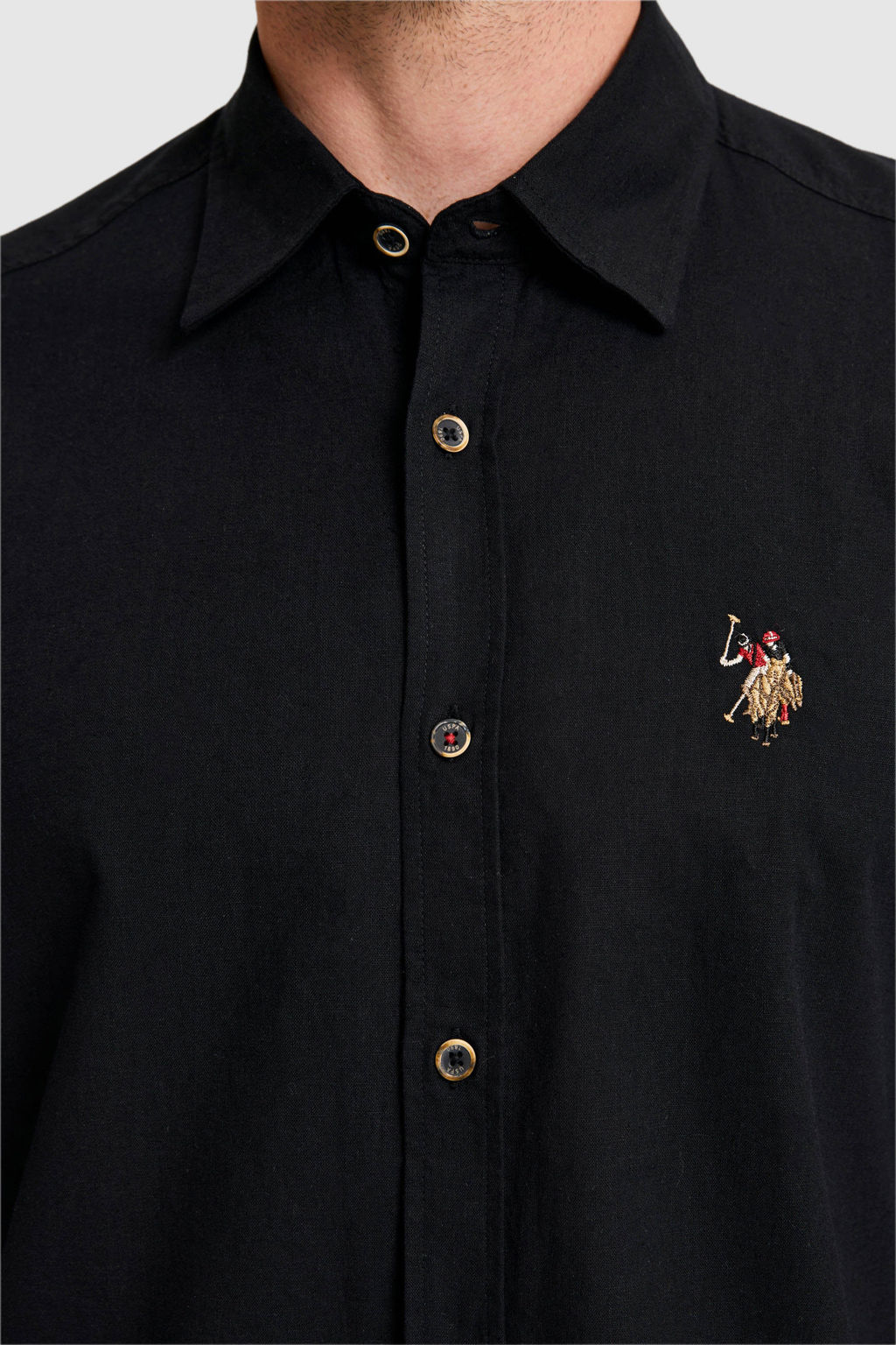 Erkek Keten Kar___ml_ Siyah Uzun Kollu Basic G_mlek - U.s. polo assn фото 6