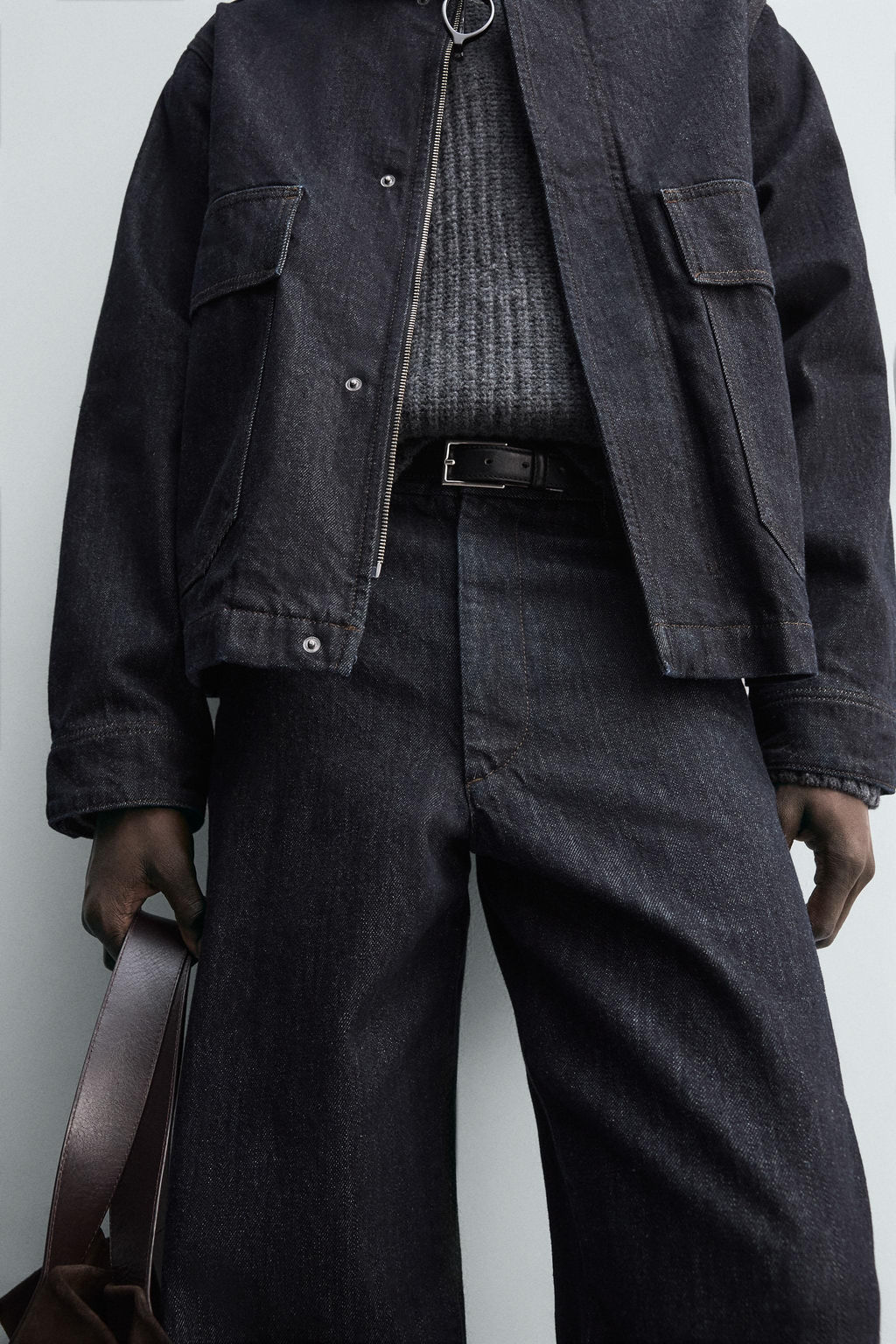 RELAXED FIT DENIM CHINO TROUSERS - Zara фото 7