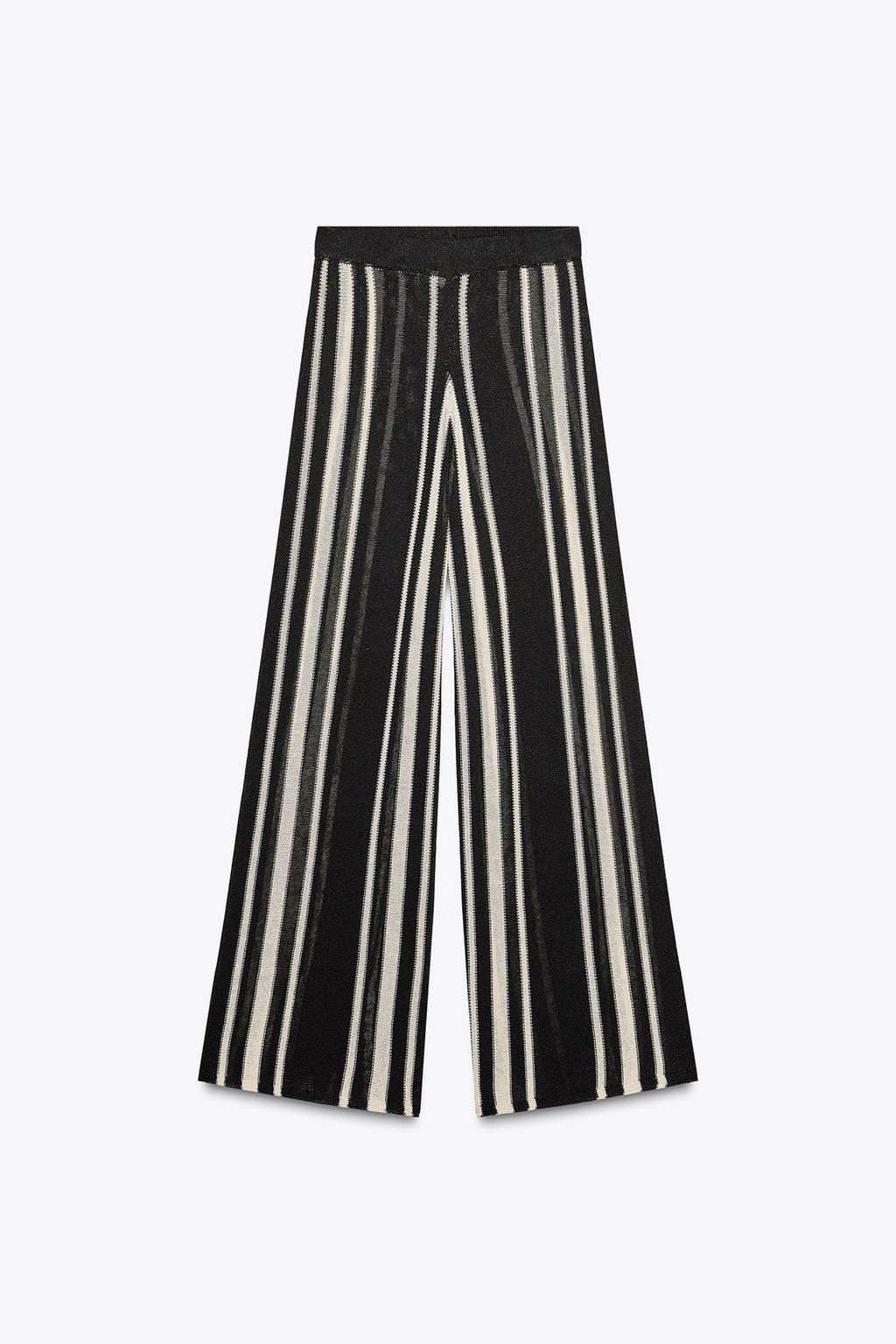STRIPED KNIT LINEN BLEND TROUSERS