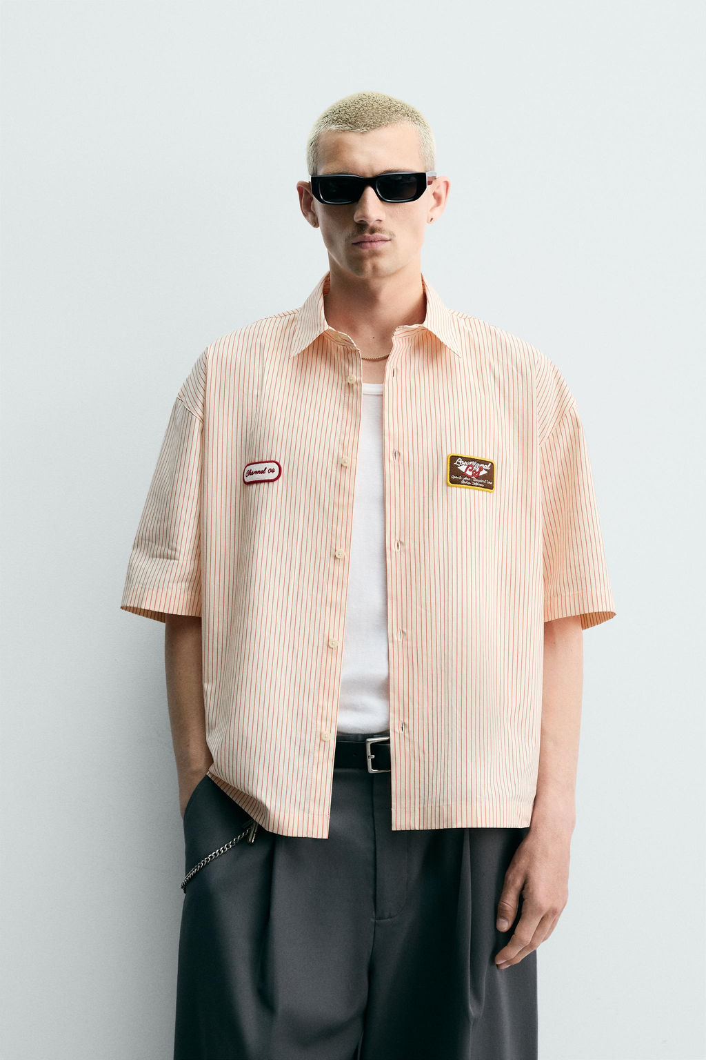 CAMISA BOXY FIT RAYAS / blanco-naranja - Zara фото 2