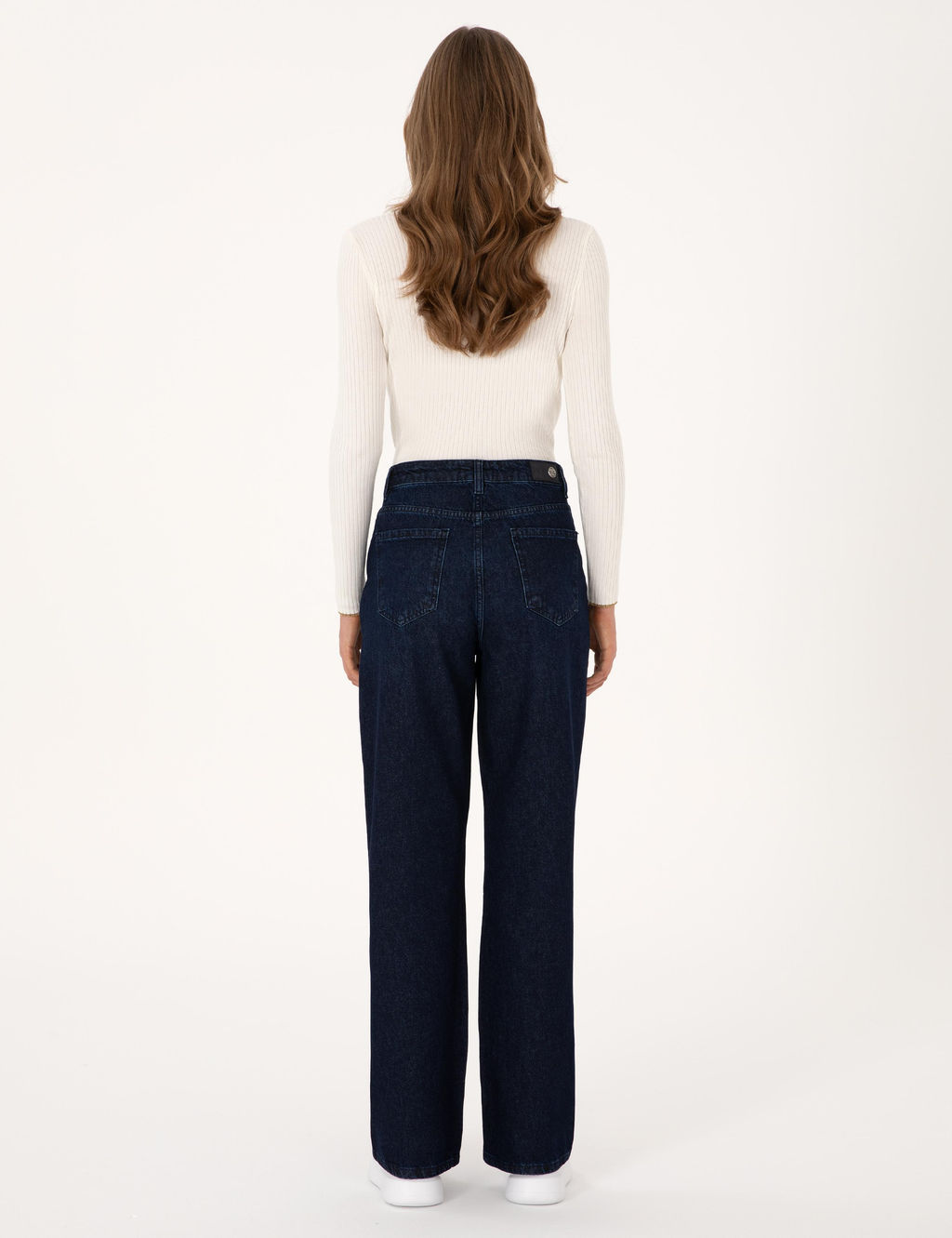 Lacivert Waist Flare Fit Jean Pantolon