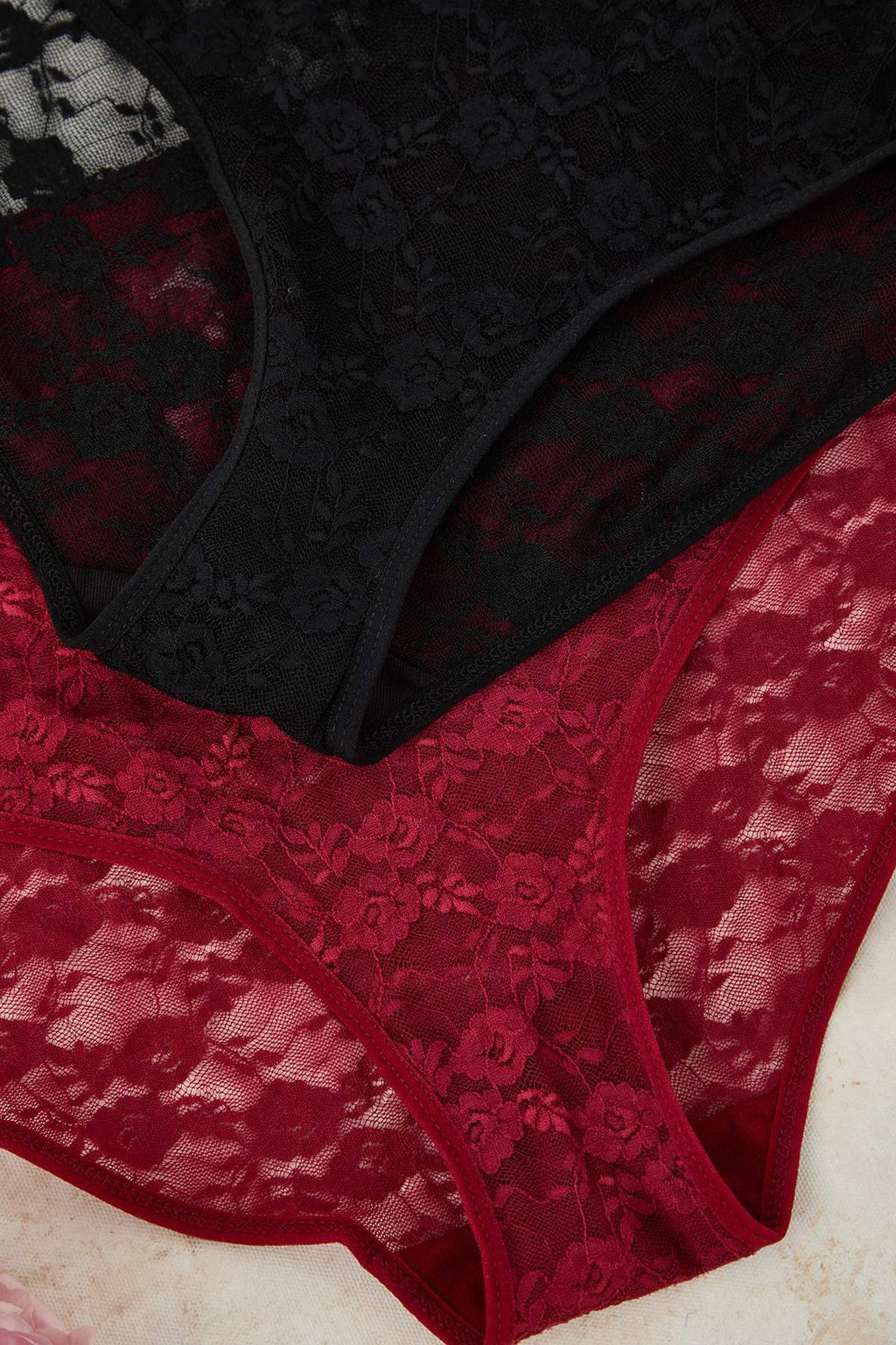 Siyah-Bordo 2li Dantel Hipster Lastikli Duz Hipster Kulot THMAW26KU00008 - Trendyolmilla фото 10