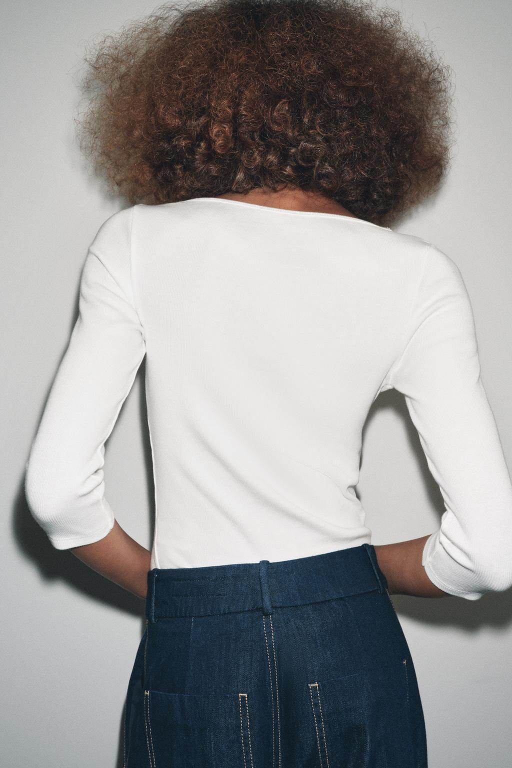 COTTON BOAT NECK T-SHIRT - Zara фото 20