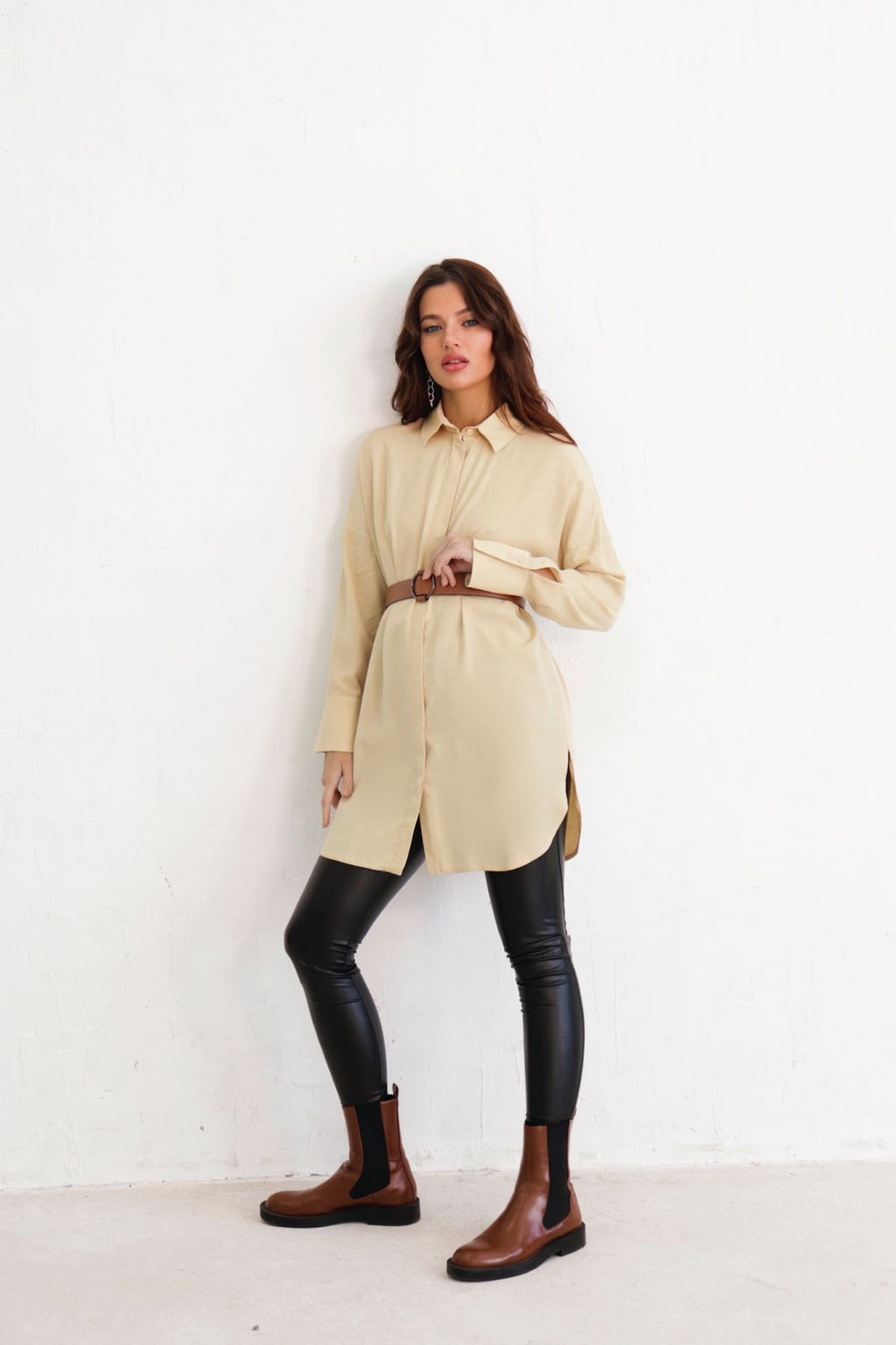 Базовая удлинённая рубашка свободного силуэта - Martichelli фото 66