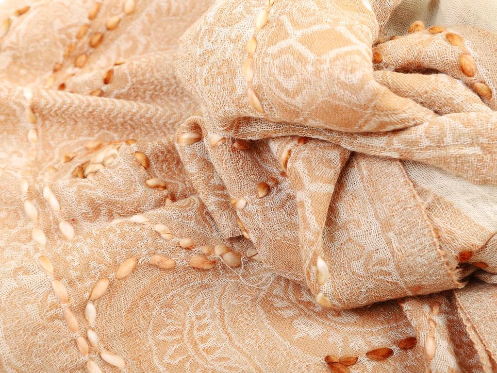 Палантин с вышивкой (шерсть 100%) № Тк903/76 - Ганг фото 3