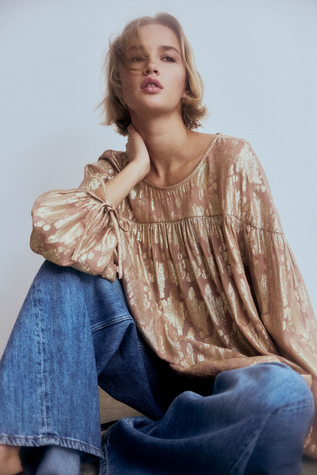 Blusa oversize en tejido jacquard - H&m фото 3