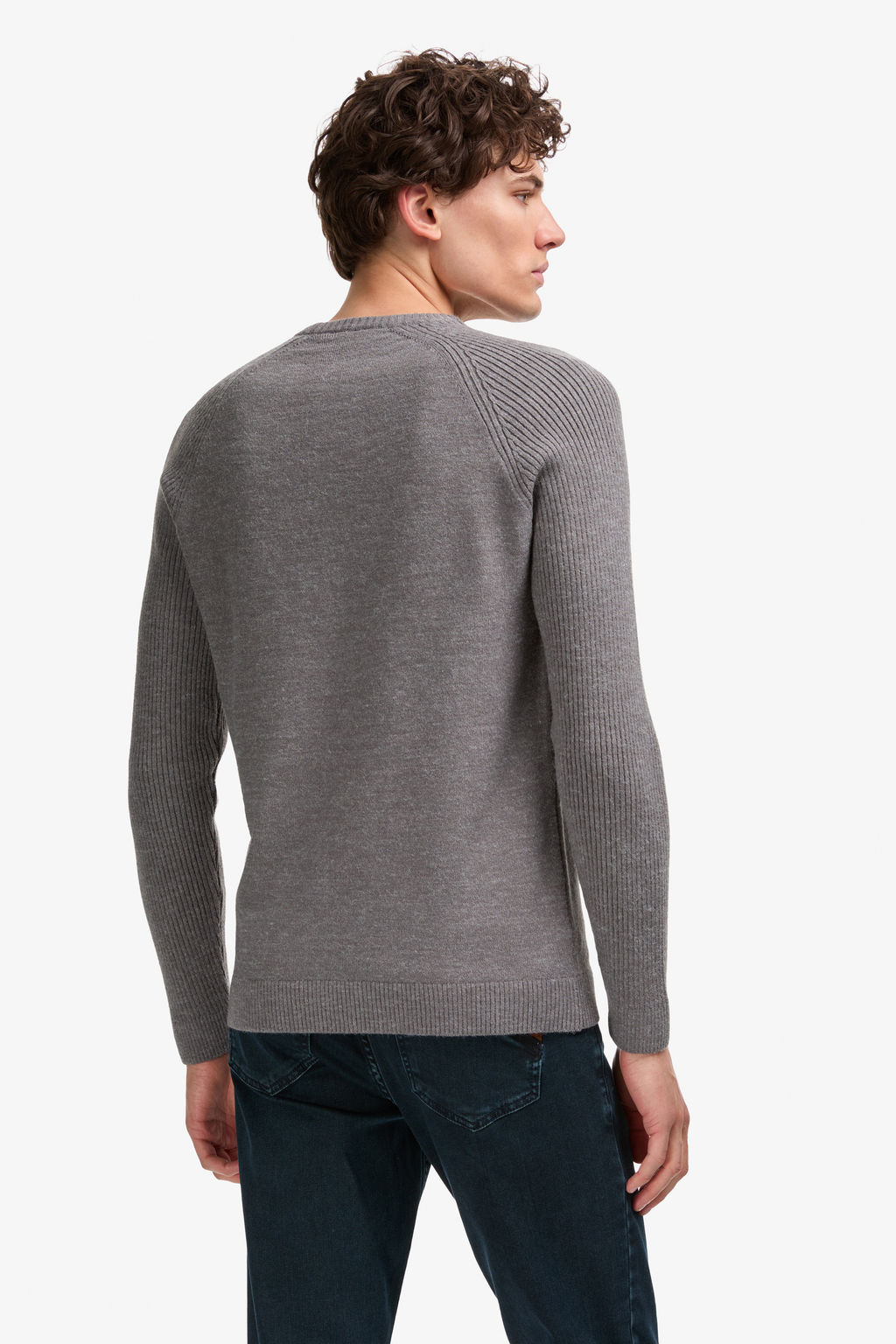Erkek Regular Fit Bisiklet Yaka Gri Kazak - U.s. polo assn фото 5