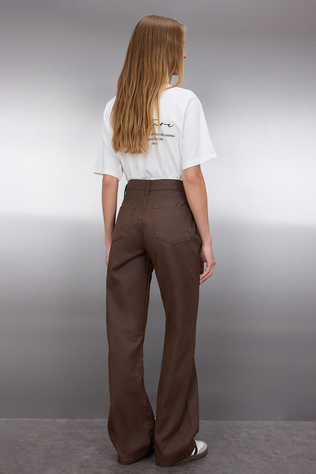 Kahverengi Kaplamal? Yuksek Bel Wide Leg Jeans TWOAW25JE00233 - Trendyolmilla фото 4