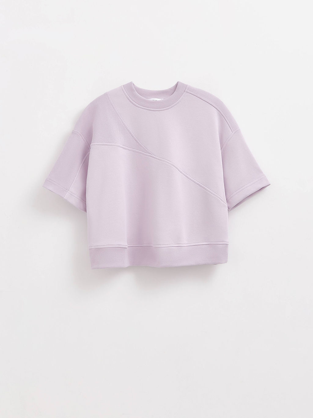 CONTE Комбинированная футболка из футера c вставками в рубчик LD 2573 lavender