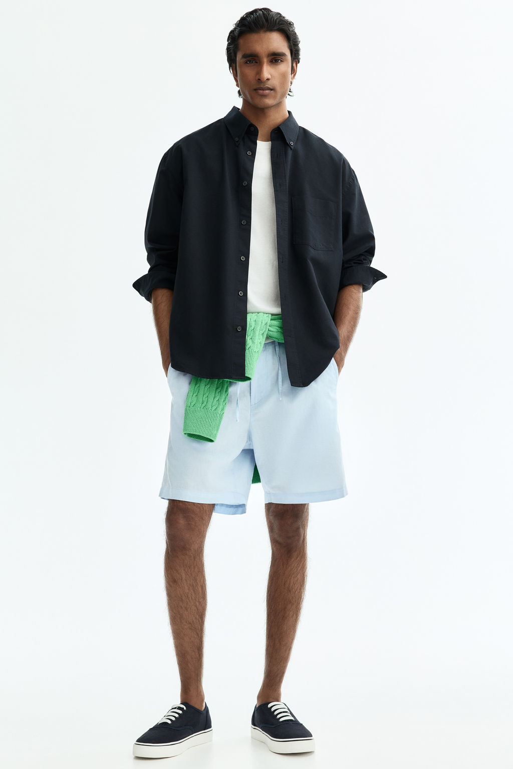 Pantal?n corto en mezcla de lino Regular Fit - H&m фото 7