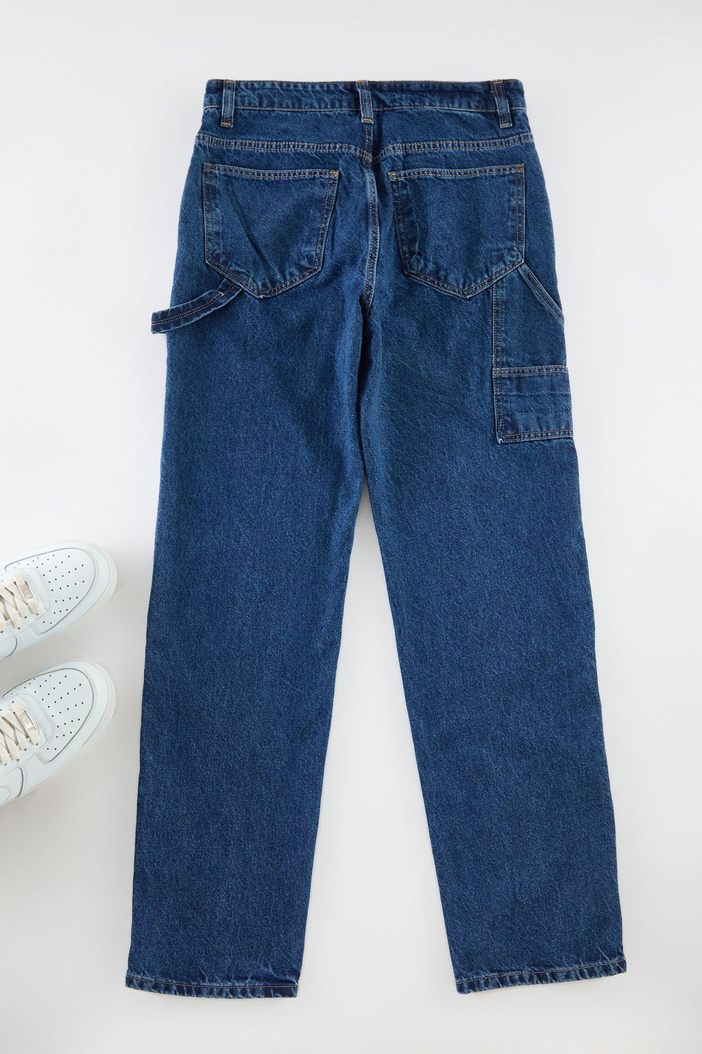 TRENDYOL MAN Orta Mavi %100 Pamuk Loose Fit Carpenter Bol Kot Pantolon Jeans TMNAW25JE00001 - Trendyolmilla фото 8