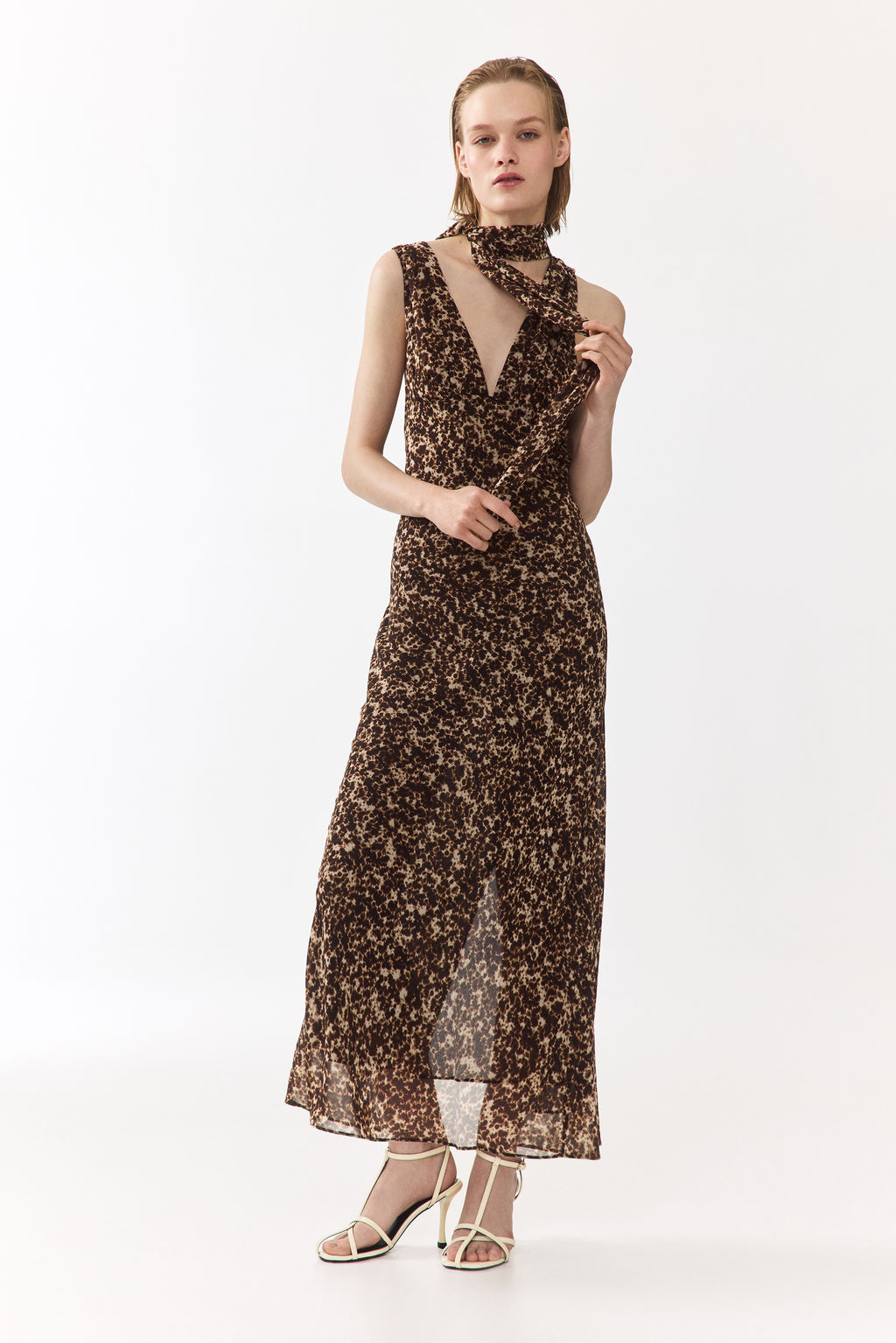 Vestido de gasa con fular decorativo - H&m фото 3
