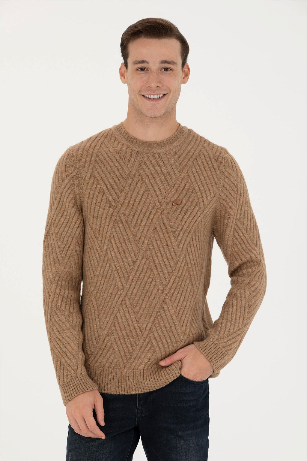 Мужской светло-коричневый меланжевый свитер Неожиданная скидка в корзине - U.s. polo assn фото 3