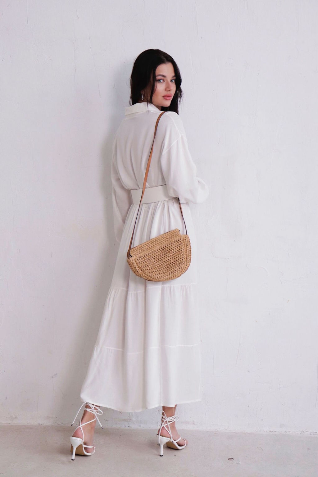 Платье-рубашка белое с вышивкой - Martichelli фото 16