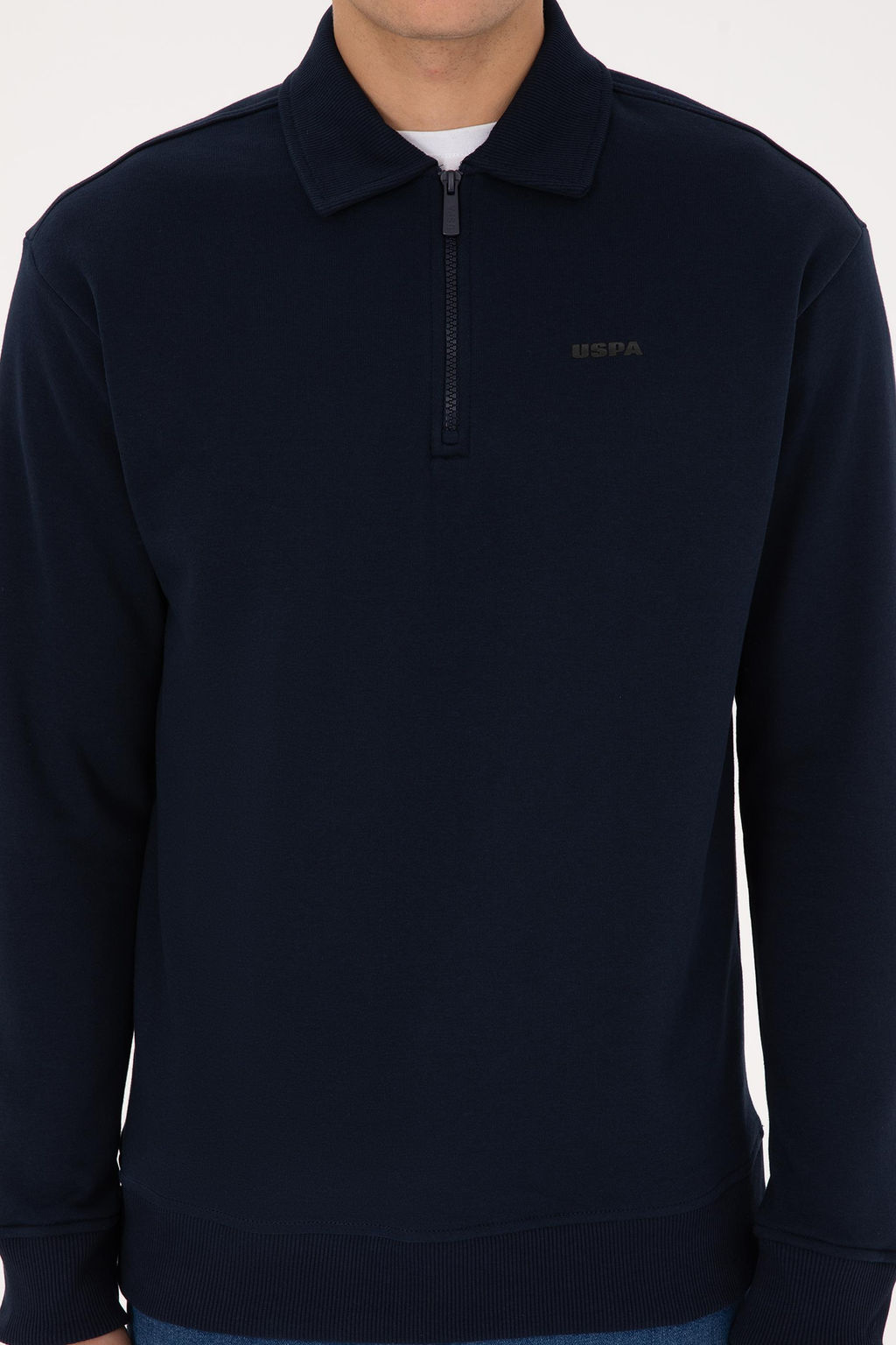 Erkek Regular Fit Yar_m Fermuarl_ Lacivert Basic Sweatshirt - U.s. polo assn фото 6