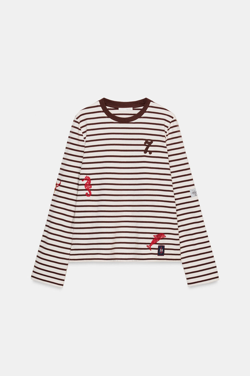 STRIPED T-SHIRT WITH EMBROIDERY - Zara фото 10