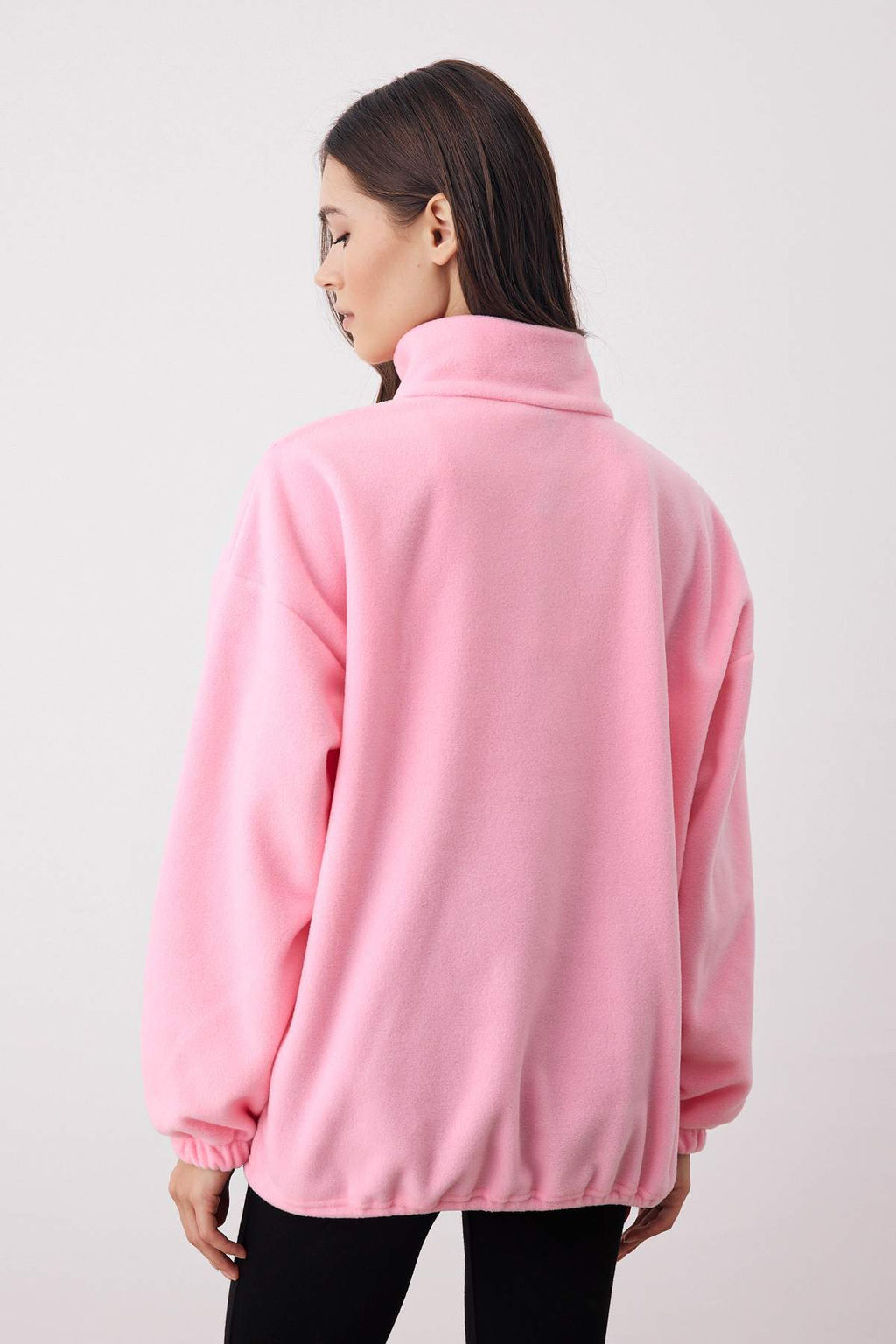 Ac?k Pembe Fermuar Detayl? Polar Orme Sweatshirt TWOAW21SW0758