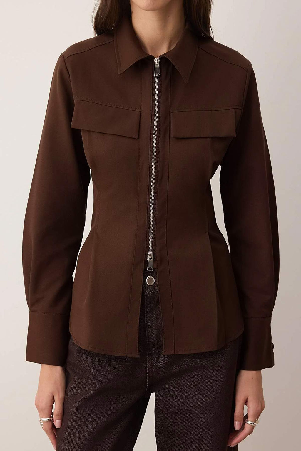 Koyu Kahverengi Fermuar Detayl? Gomlek TWOAW26GO00044