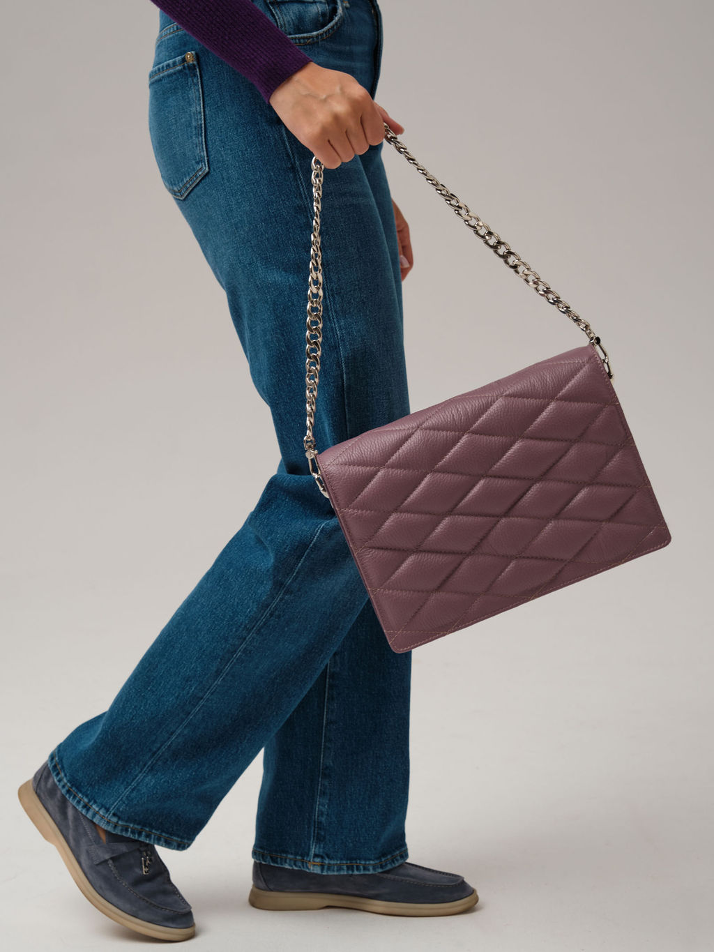 Кожаная сумка Azaro 30795 лиловая тень