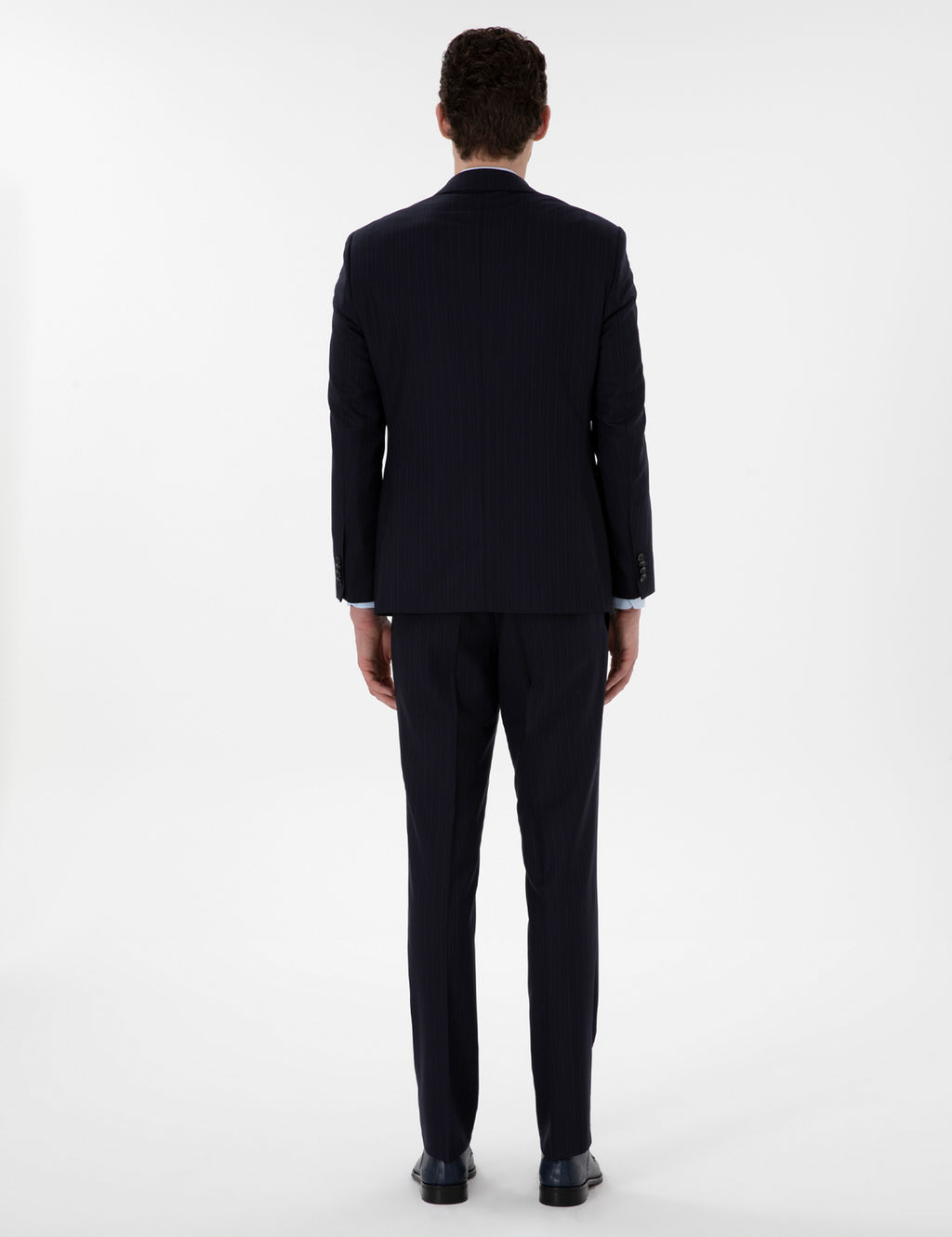 Lacivert Slim Fit _izgili %100 Y_n Tak_m Elbise