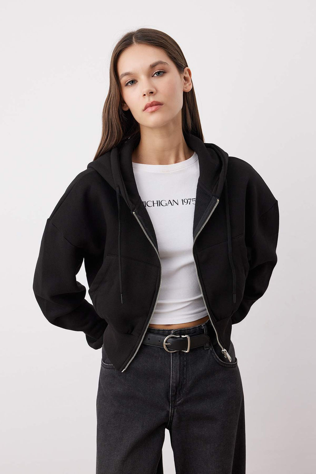 TRENDYOLMILLA Gri Melanj Regular/Normal Kal?p Kapusonlu Kal?n ici Polarl? Orme Sweatshirt TWOAW25SW00068 фото 11