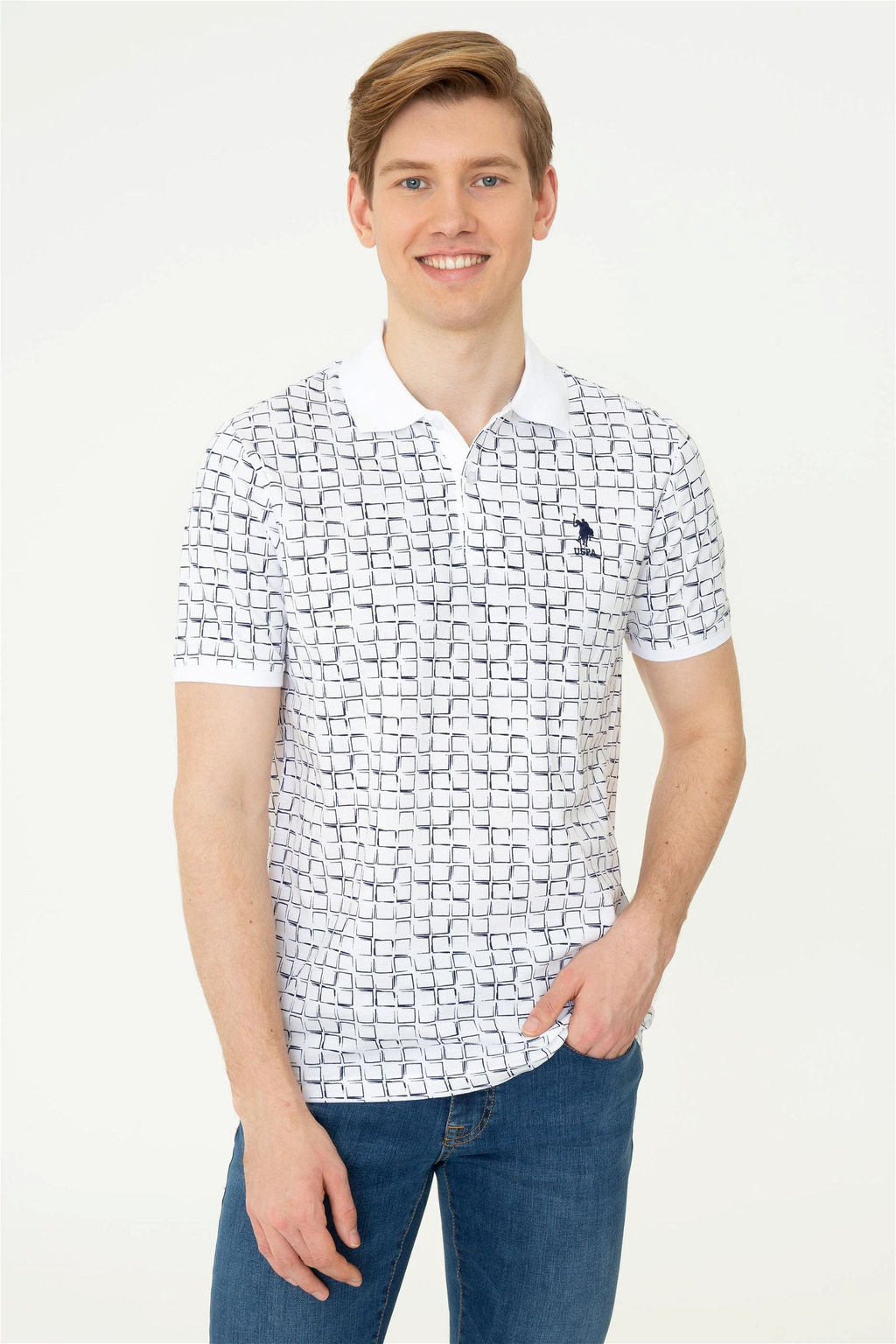 U. S. Polo Assn Мужская темно-синяя футболка с воротником-поло - U.s. polo assn фото 7