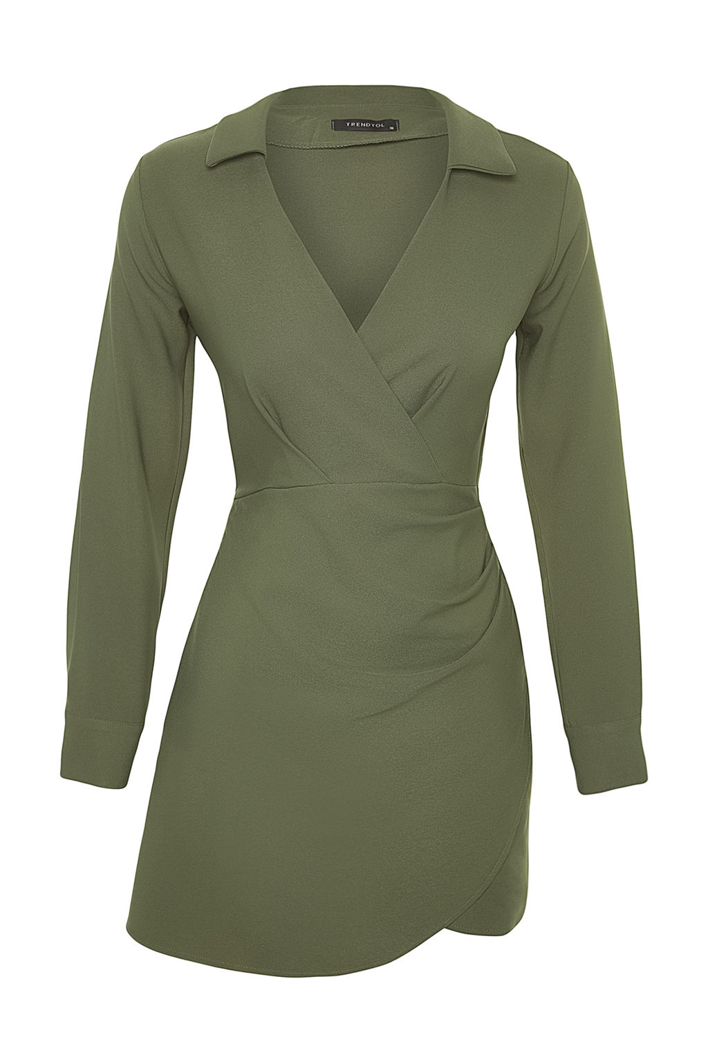 TRENDYOLMILLA Haki Kruvaze Dokuma Elbise TWOAW24EL00737  фото 6