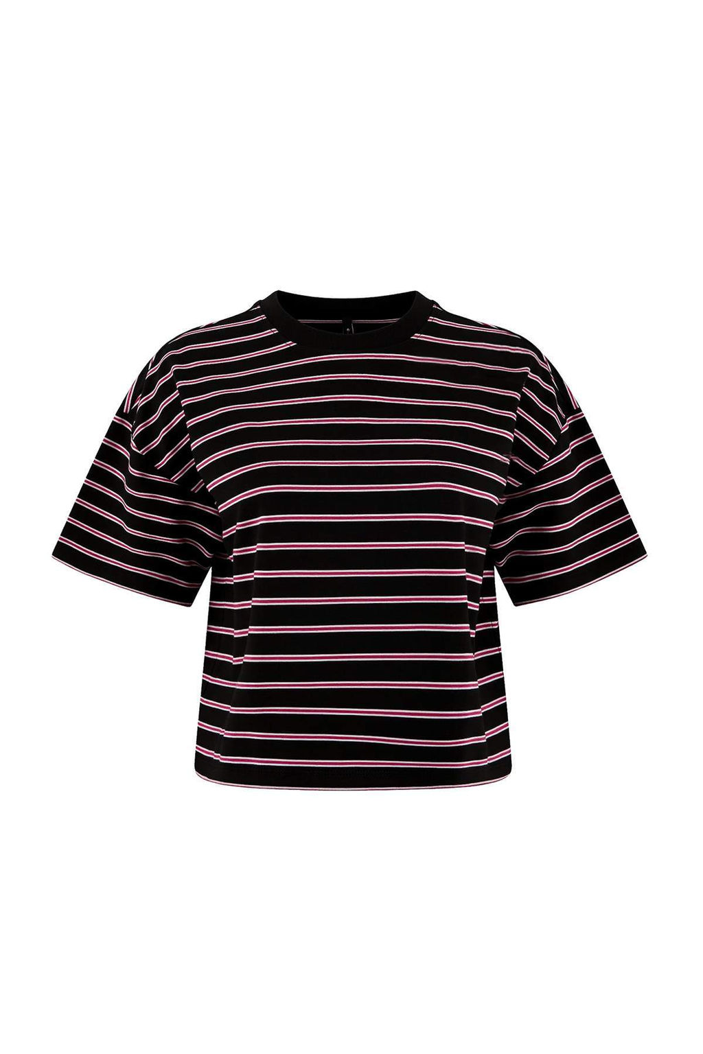 Teen Cok Renkli Cizgili Boxy/Relaxed Kal?p K?sa Kollu Pamuk Kar?s?ml? Orme T-Shirt TWOSS26TS00048