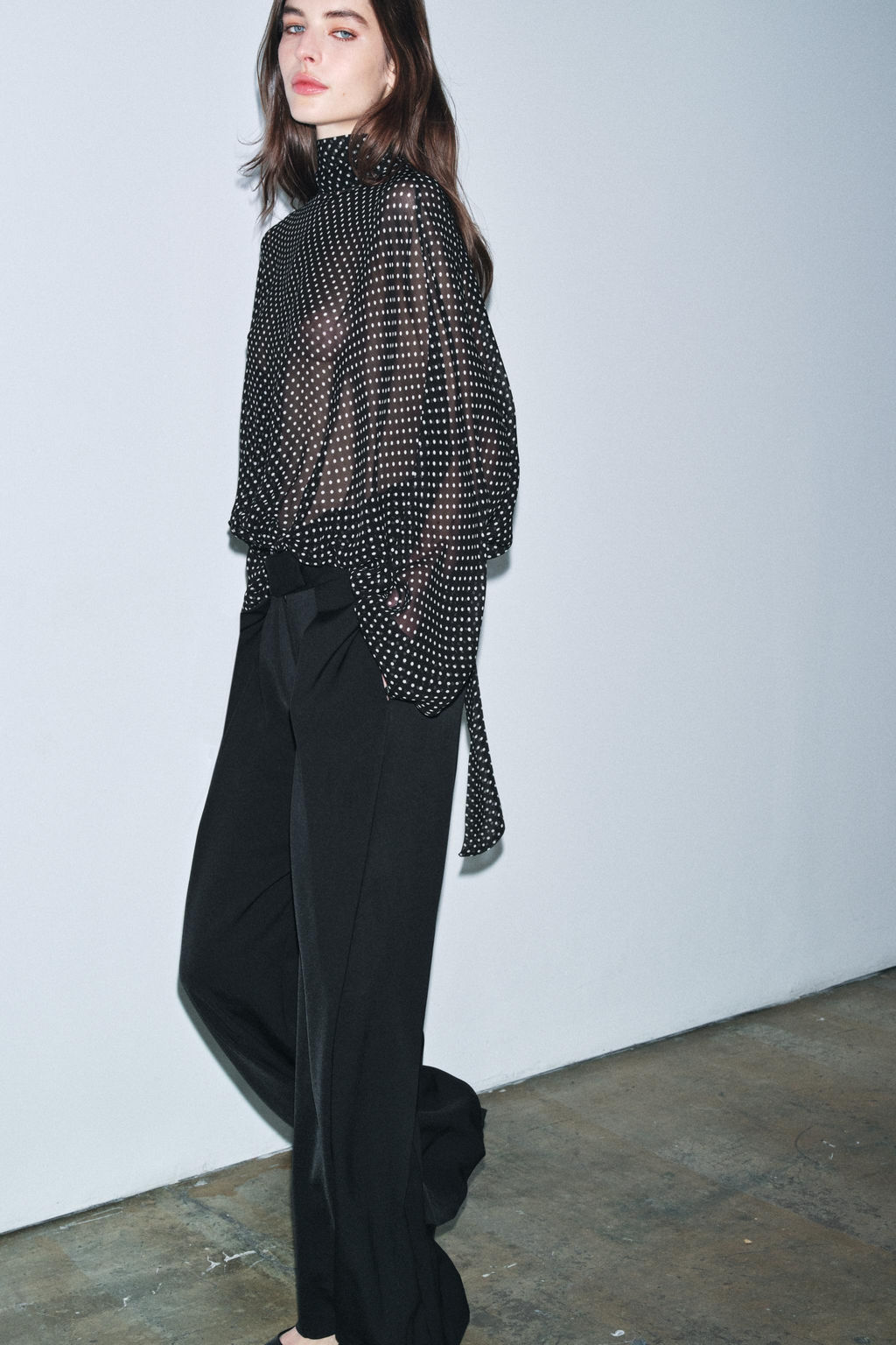 ZW COLLECTION POLKA DOT BLOUSE WITH TIES - Zara фото 3