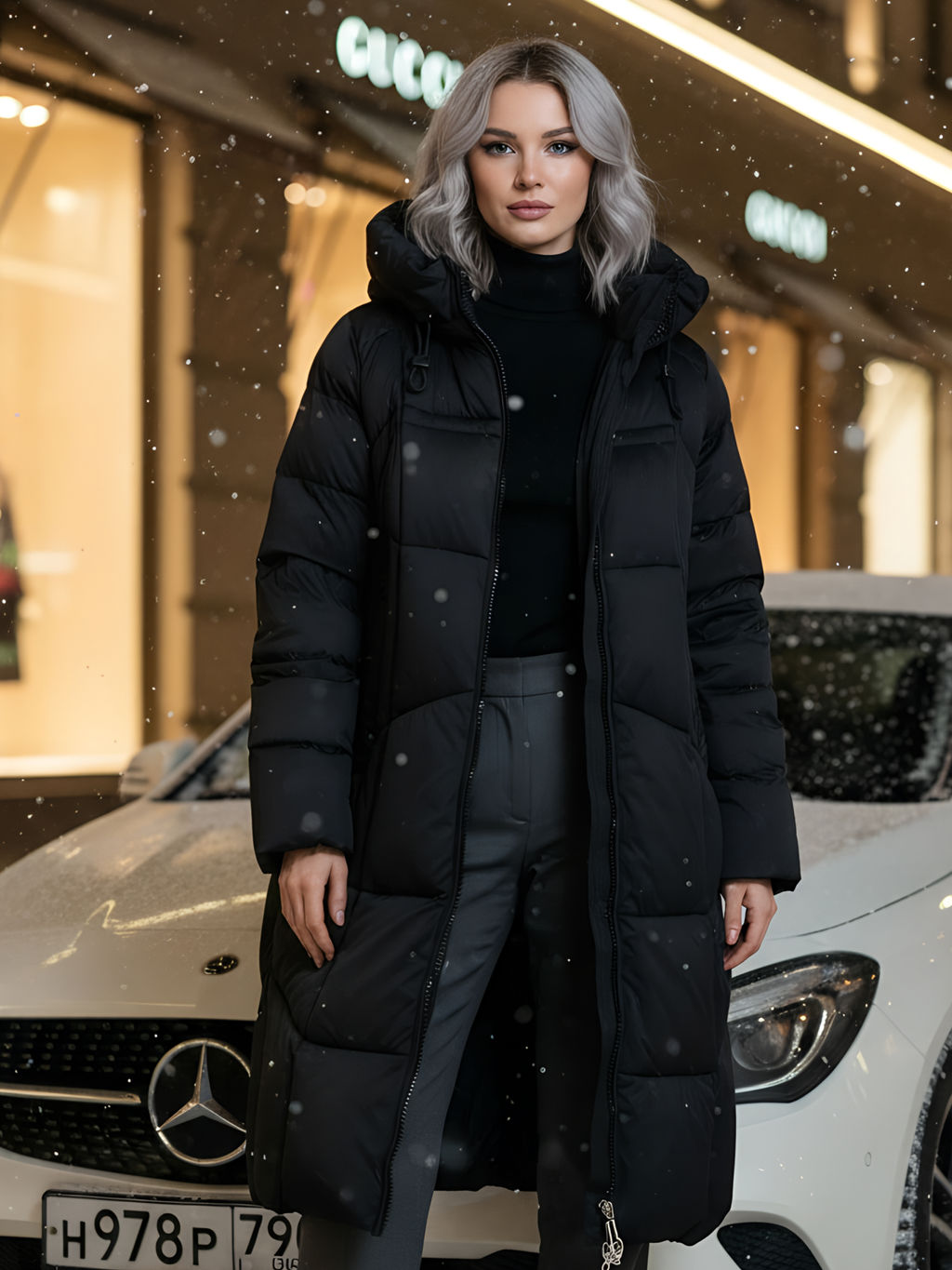 Пальто зимнее Visdeer 7702Ch женское утепленное 240 г/м² черное  фото 17