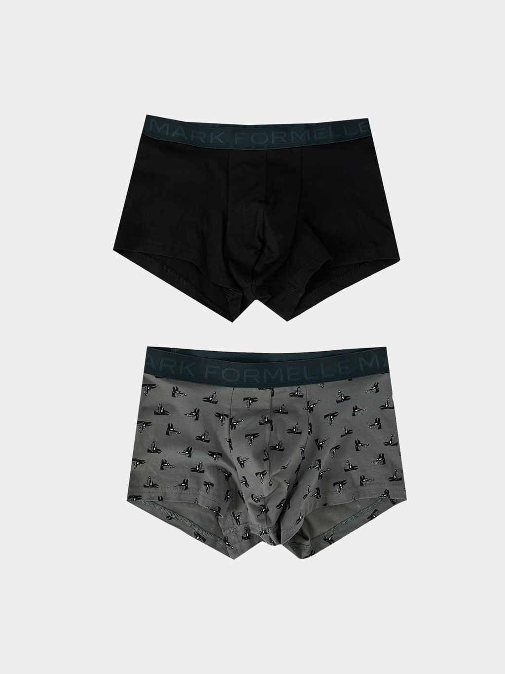 Трусы мужские боксеры мультипак (2 шт.) в серо-черных оттенках с принтом собаки собаки на камне +черный 411124-2 - Mark formelle фото 4