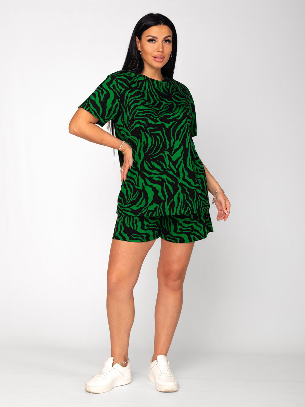 Костюм женский кулирка с шортами САФАРИ ЗЕЛЕНЬ