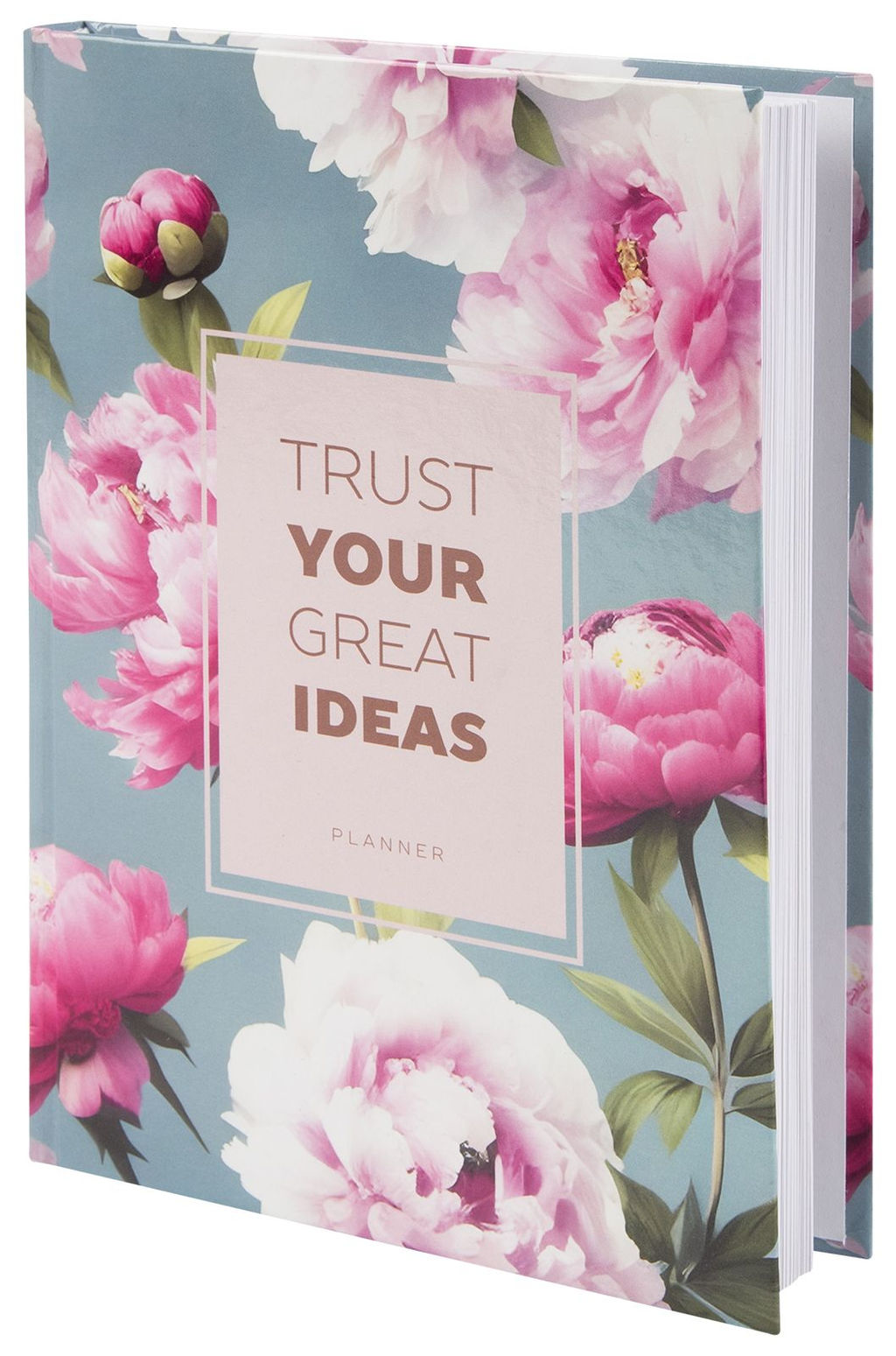 Ежедневник А5 недатированный LITE ПИОНЫ 128 л. с дизайном, твердая обложка картон, глянцев...