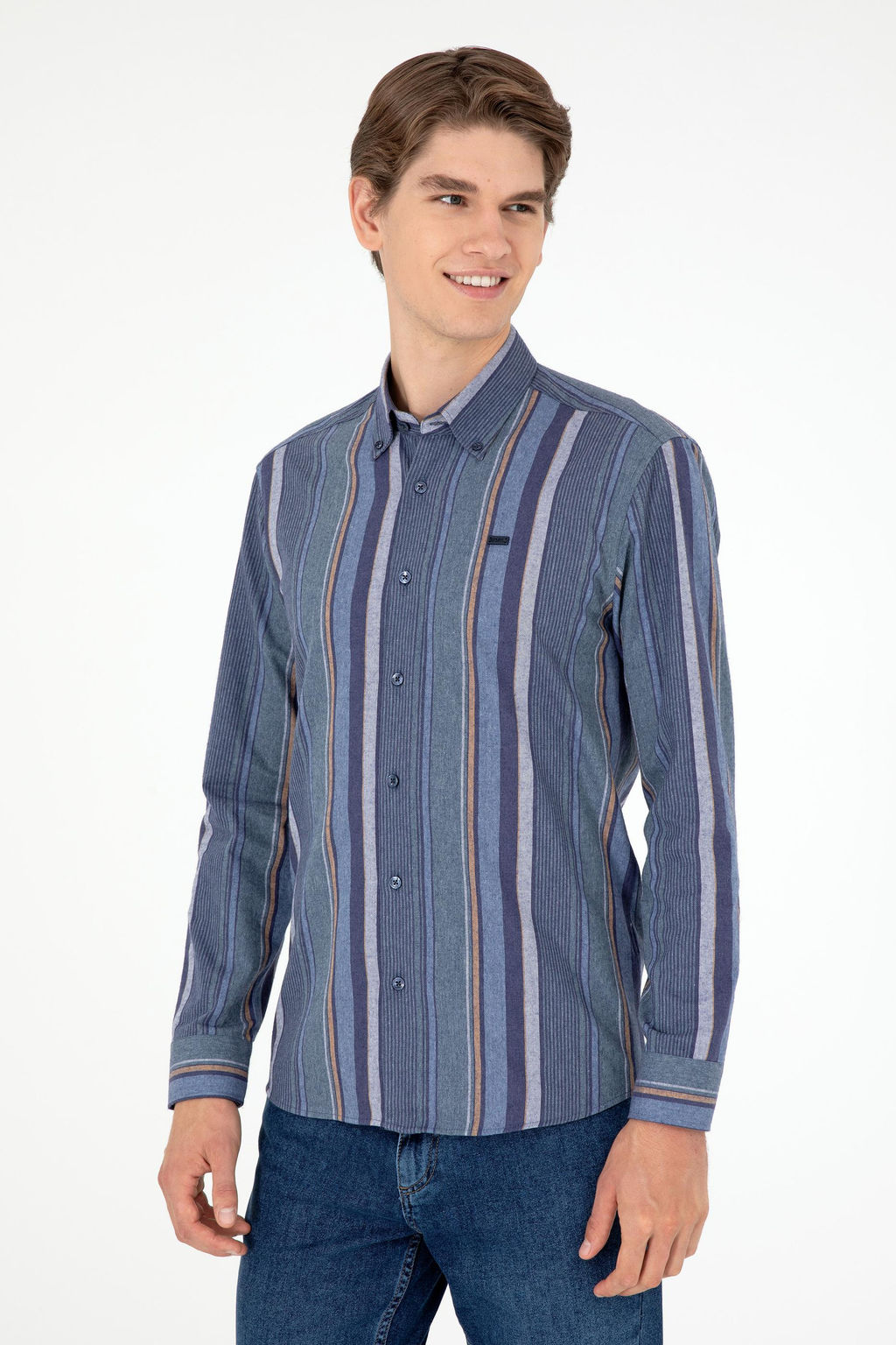 Мужская темно-зеленая рубашка с длинным рукавом - U.s. polo assn фото 3