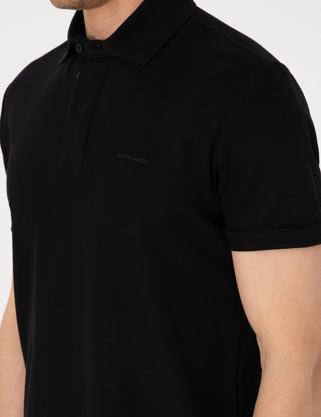 Siyah Slim Fit %100 Pamuk K_vr_lmaz Amerikan Pike Polo Yaka Basic Ti__rt - Pierre cardin фото 14