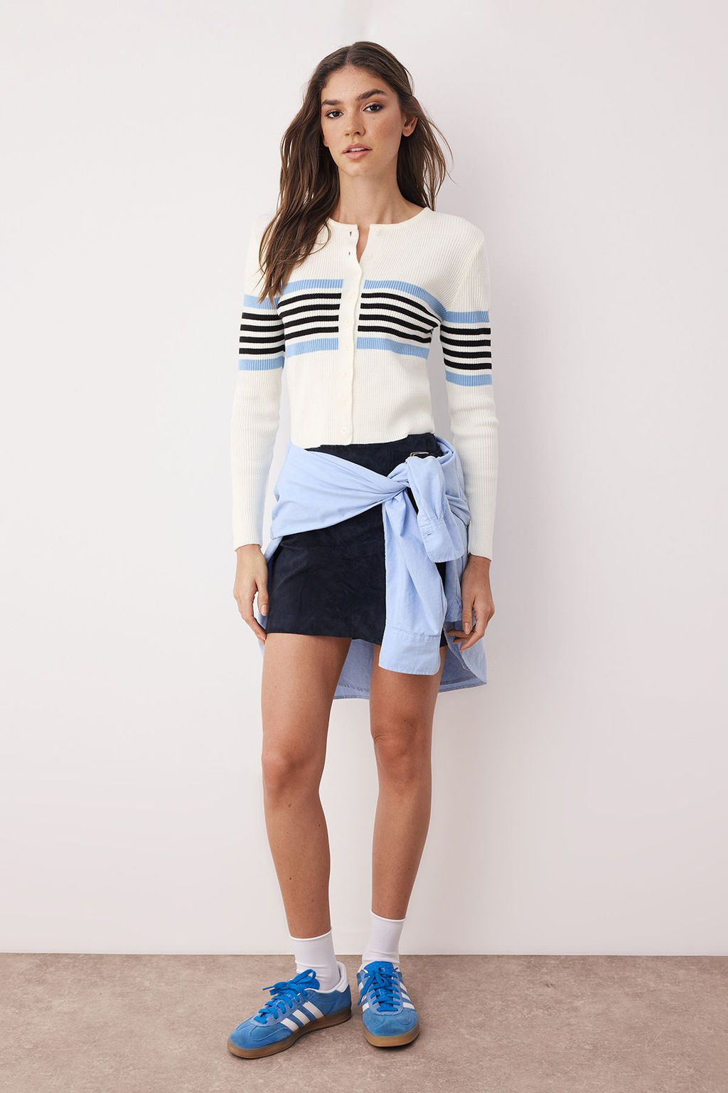 Ekru*001-Lacivert Crop Renk Bloklu-Duz 2li Triko H?rka TWOAW26HI00127 - Trendyolmilla фото 12